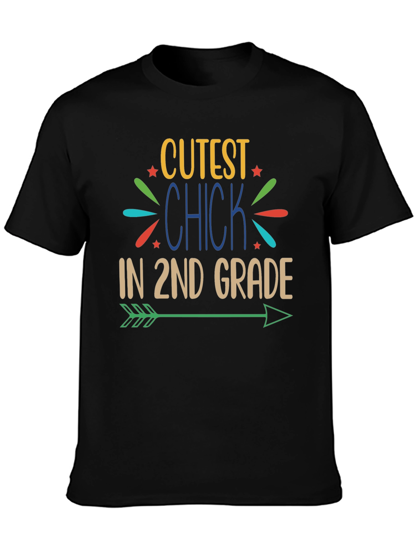 Black Cutest Chick 2nd Grade Arrow Graphic T-Shirt view 3