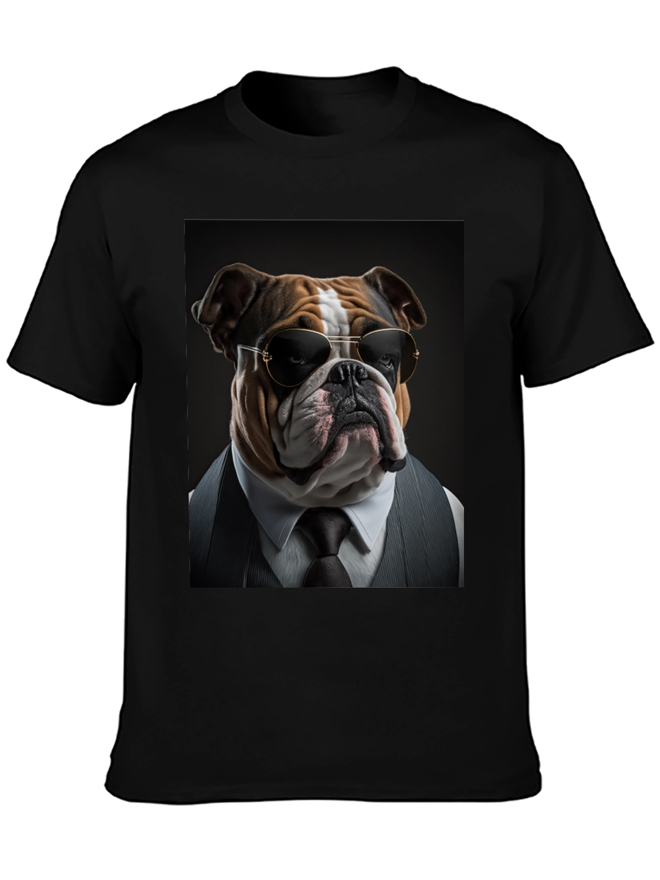 Black Bulldog Boss T-Shirt: Cool Dog in Suit! view 3