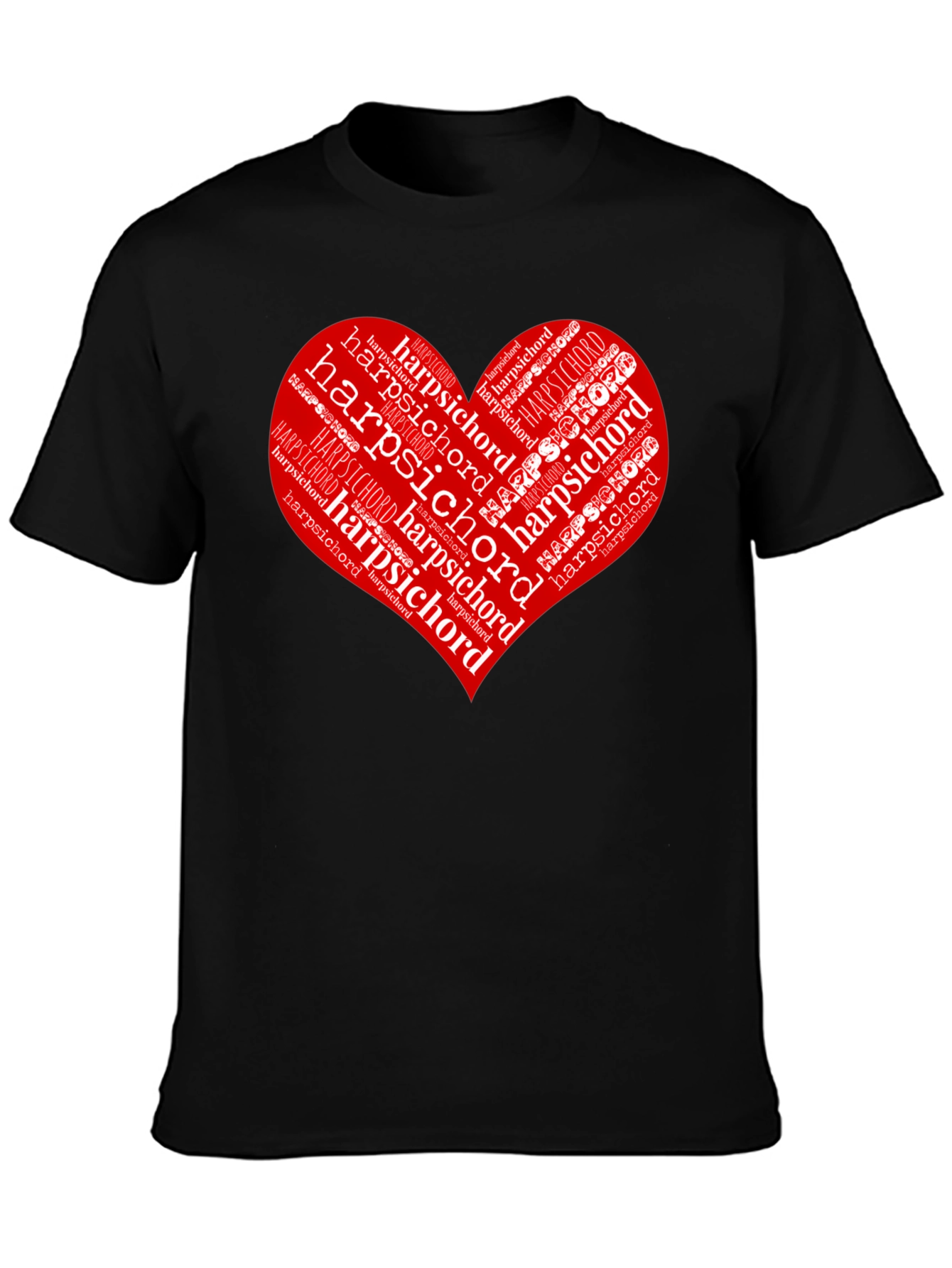 Black Harpsichord Heart T-Shirt - Music Lover Tee view 3
