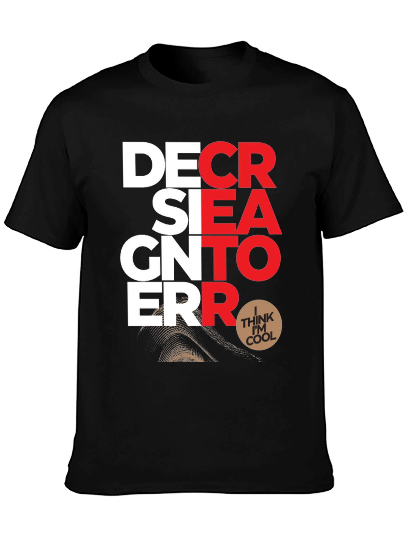Black Designer Error Graphic Print T-Shirt view 3