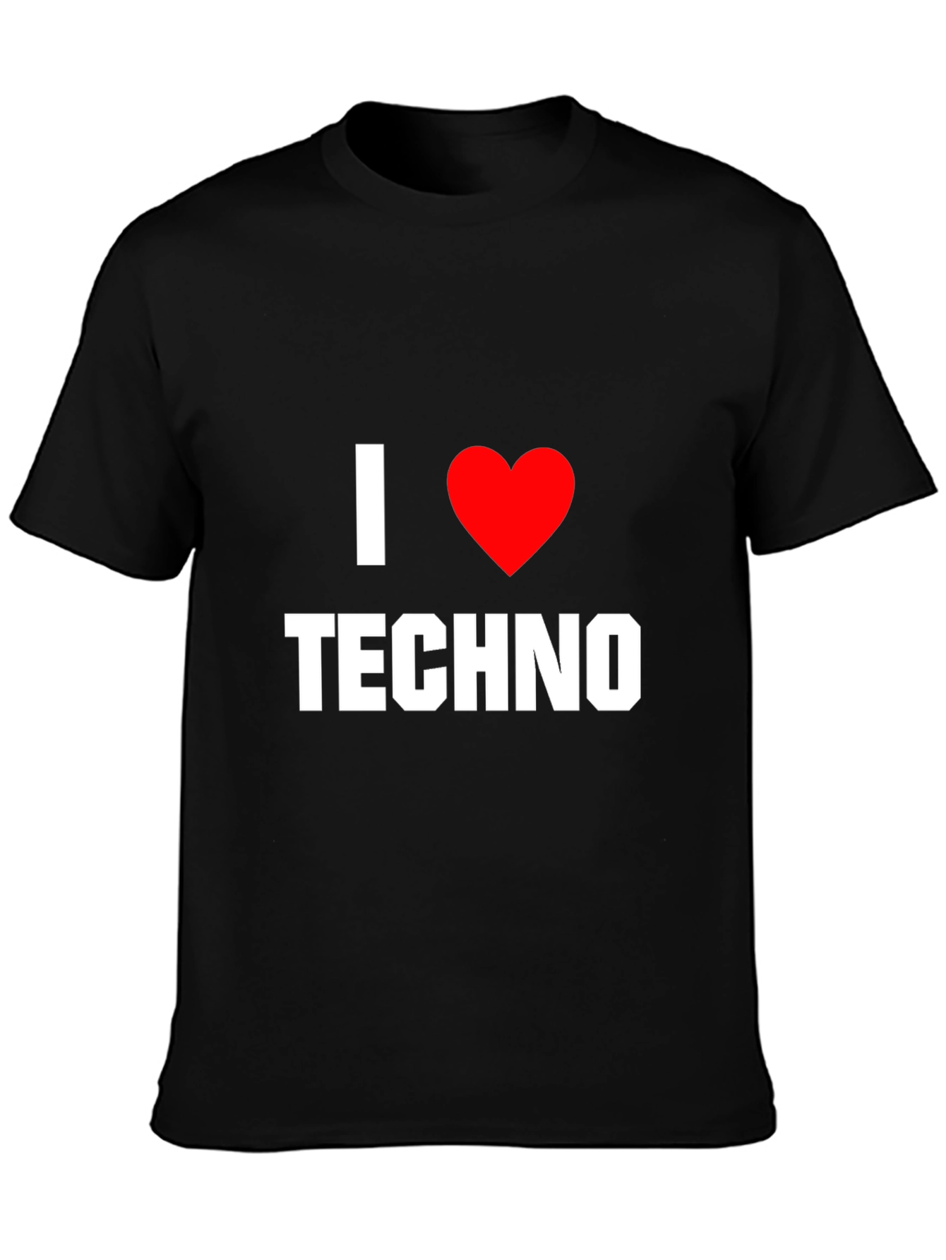 Black I Love Techno T-Shirt - Graphic Music Tee view 3