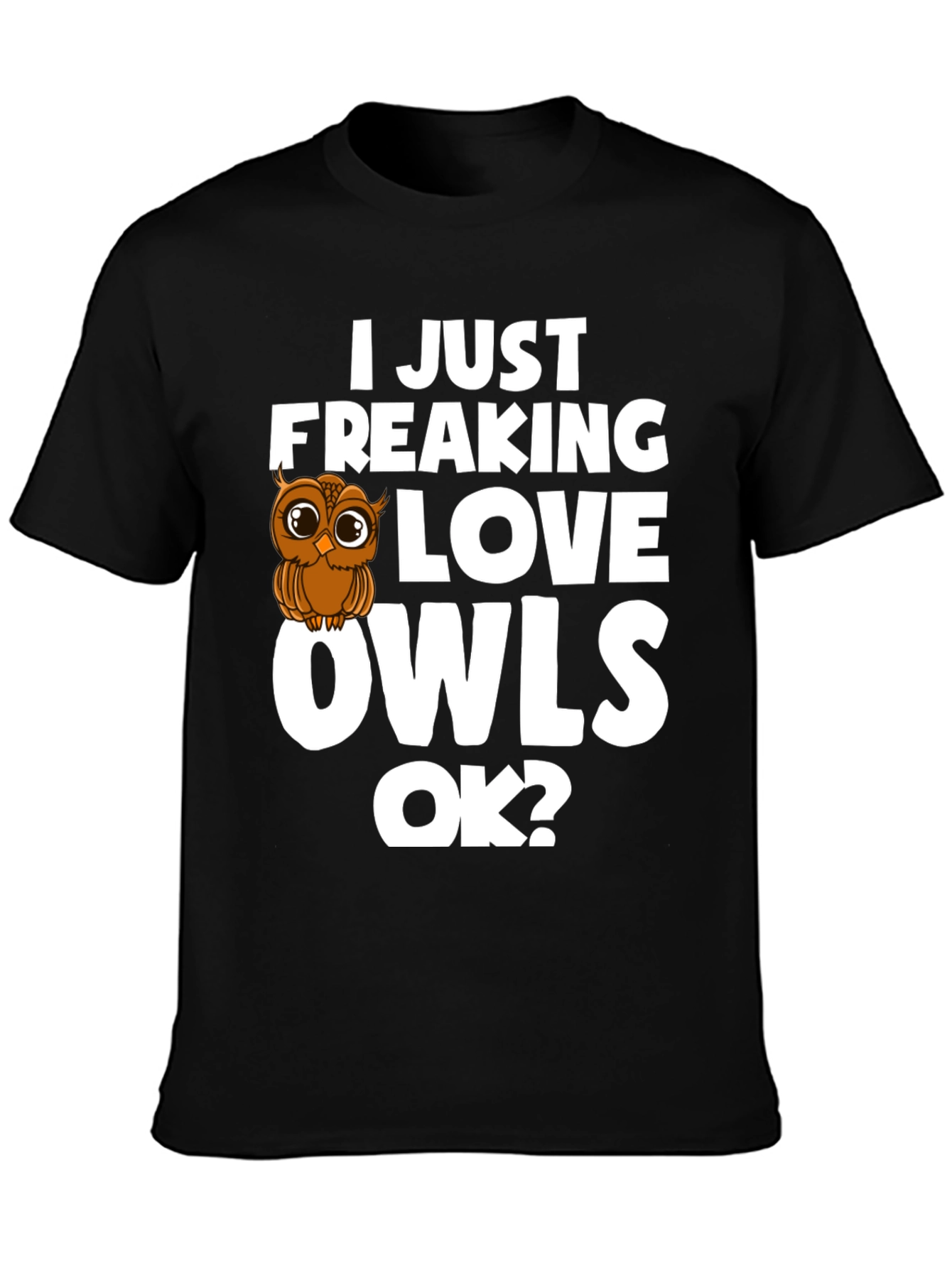 Black I Love Owls T-Shirt - Unisex Black Tee view 3