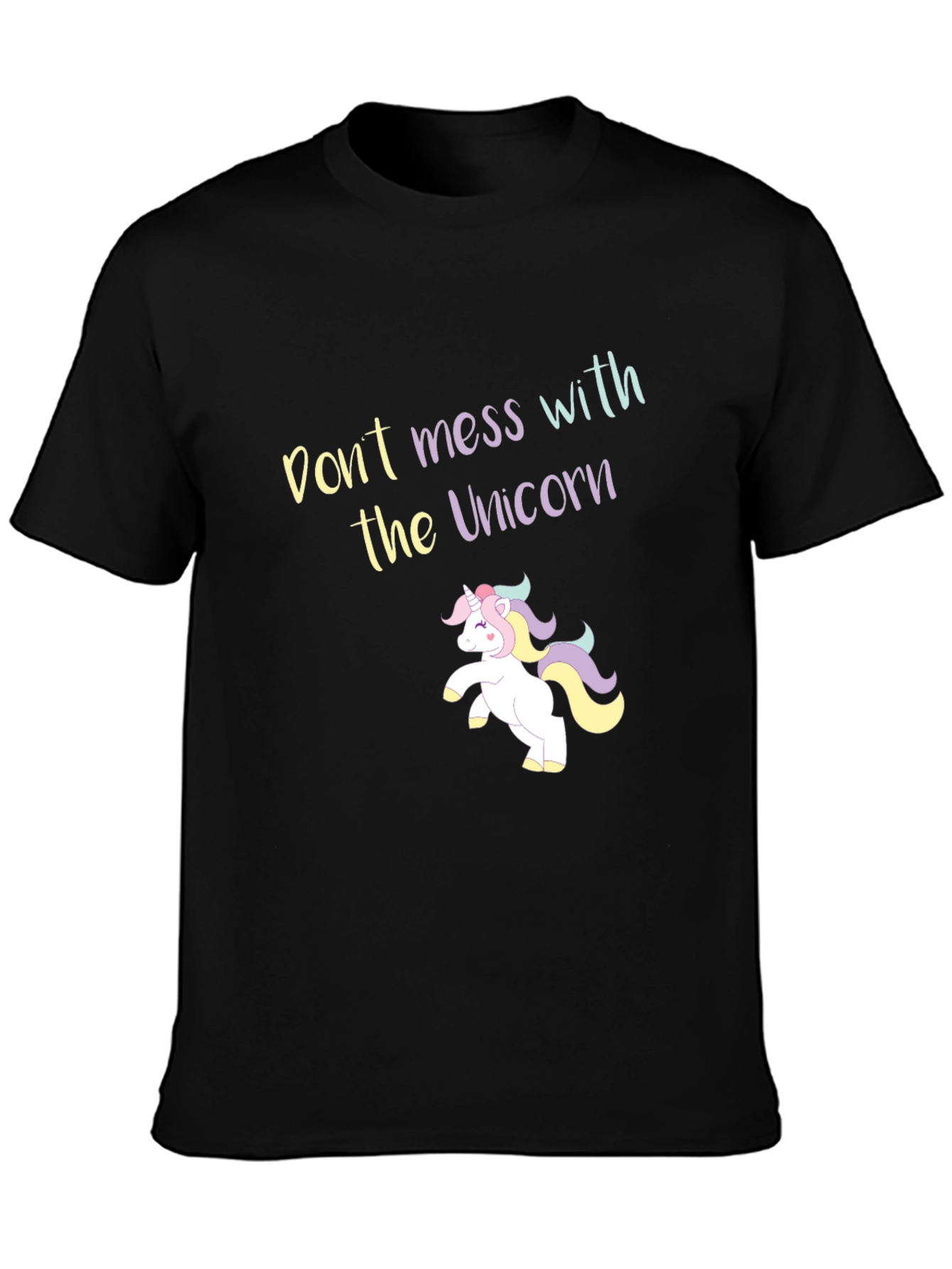 Black Don't Mess With the Unicorn Black T-Shirt view 3