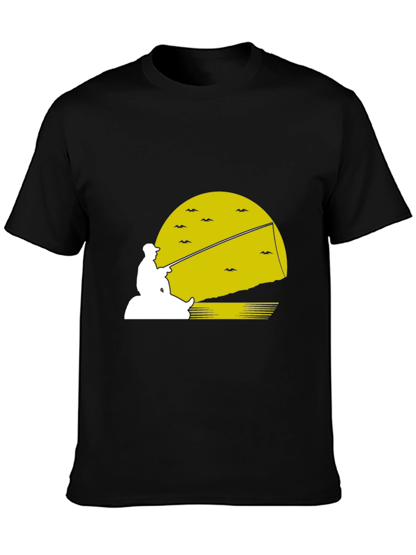 Black Fisherman Sunset Graphic Tee - Black T-Shirt view 3