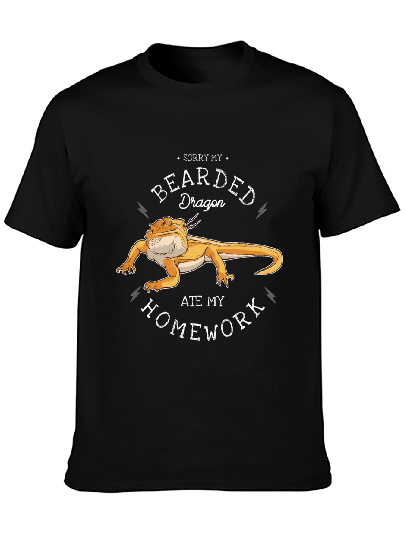 Black Bearded Dragon Ate My Homework T-Shirt view 3