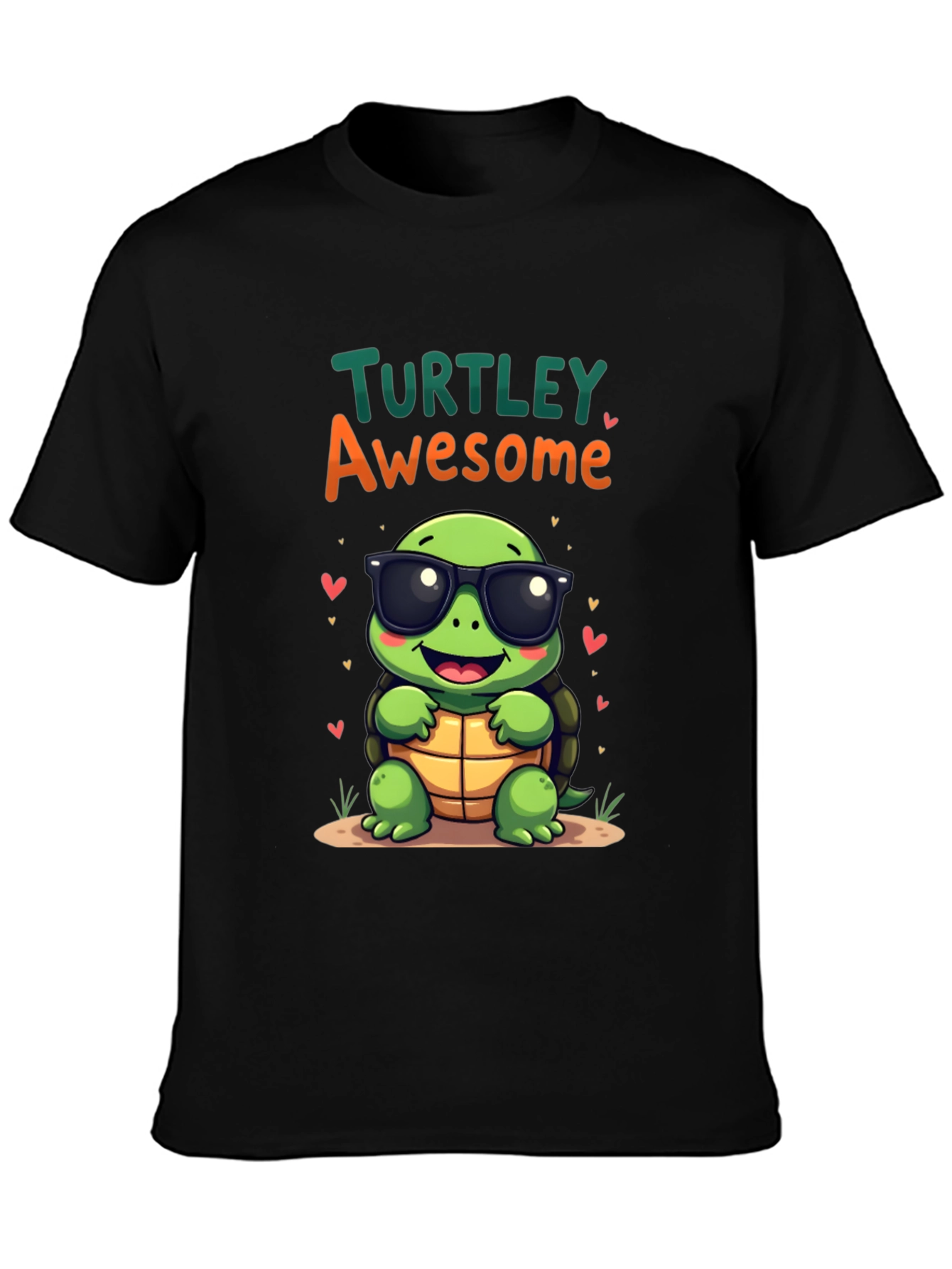 Black Turtley Awesome Graphic Tee - Cute Cartoon Turtle T-Shirt view 3