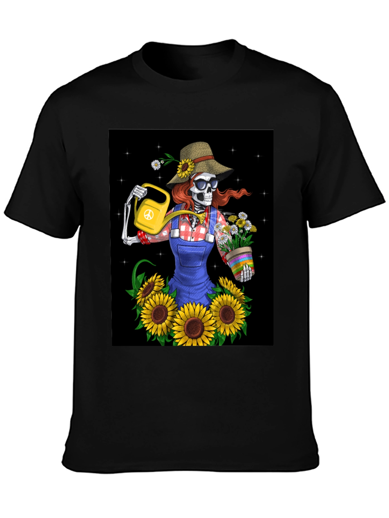 Black Skeleton Gardener Graphic T-Shirt view 3