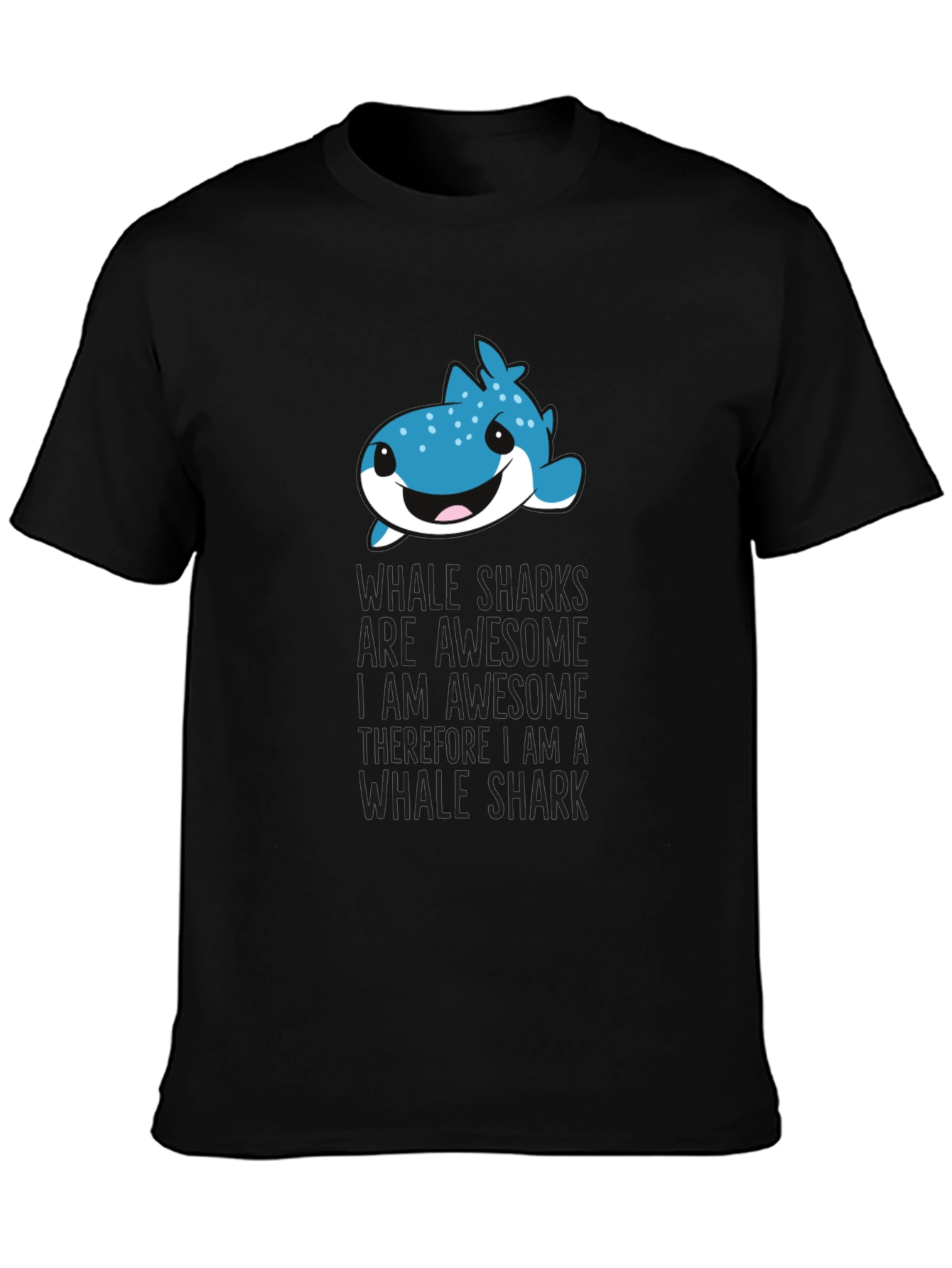 Black Whale Shark Awesome Funny Graphic T-Shirt view 3