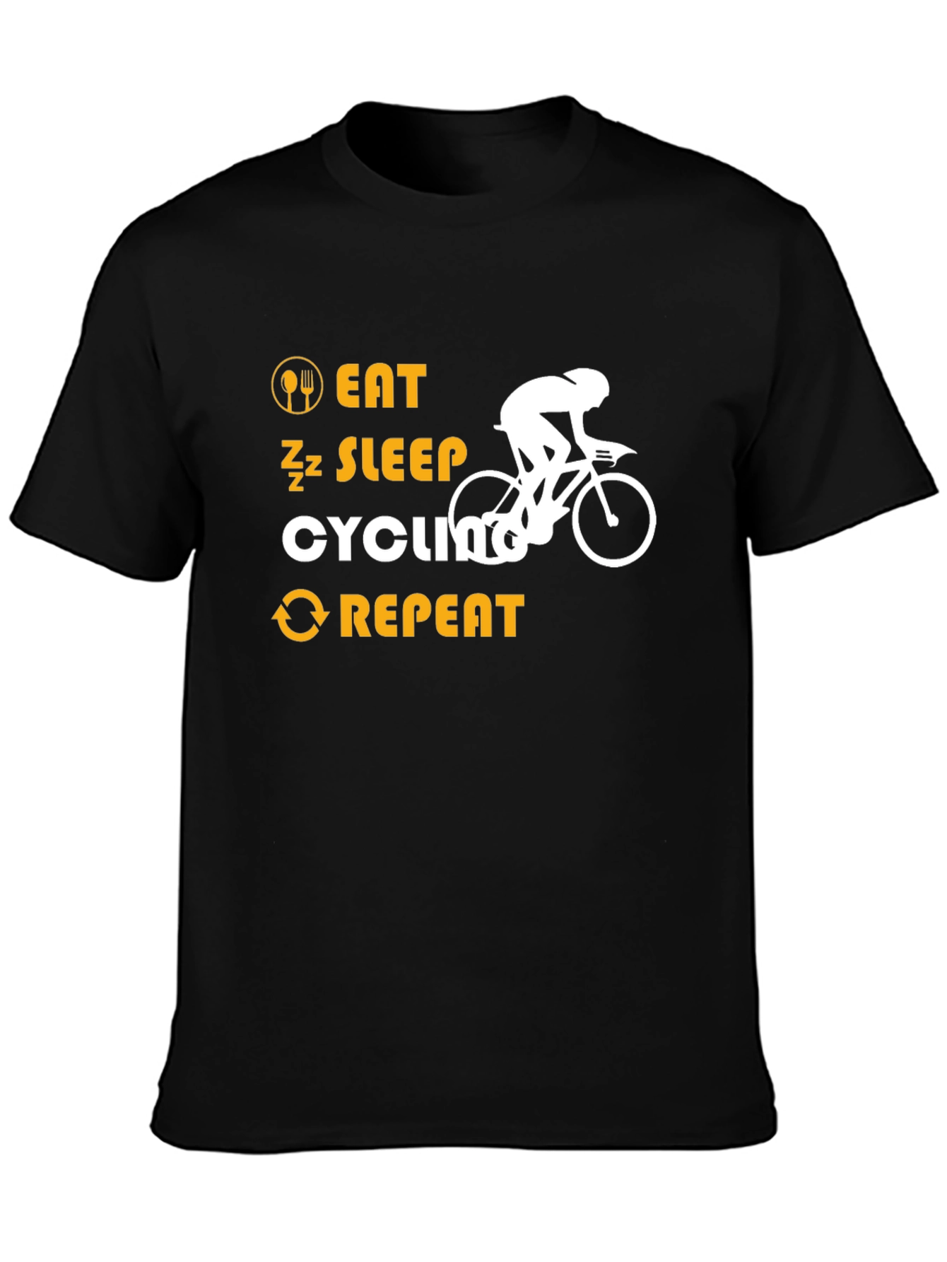 Black Eat Sleep Cycling Repeat T-Shirt view 3
