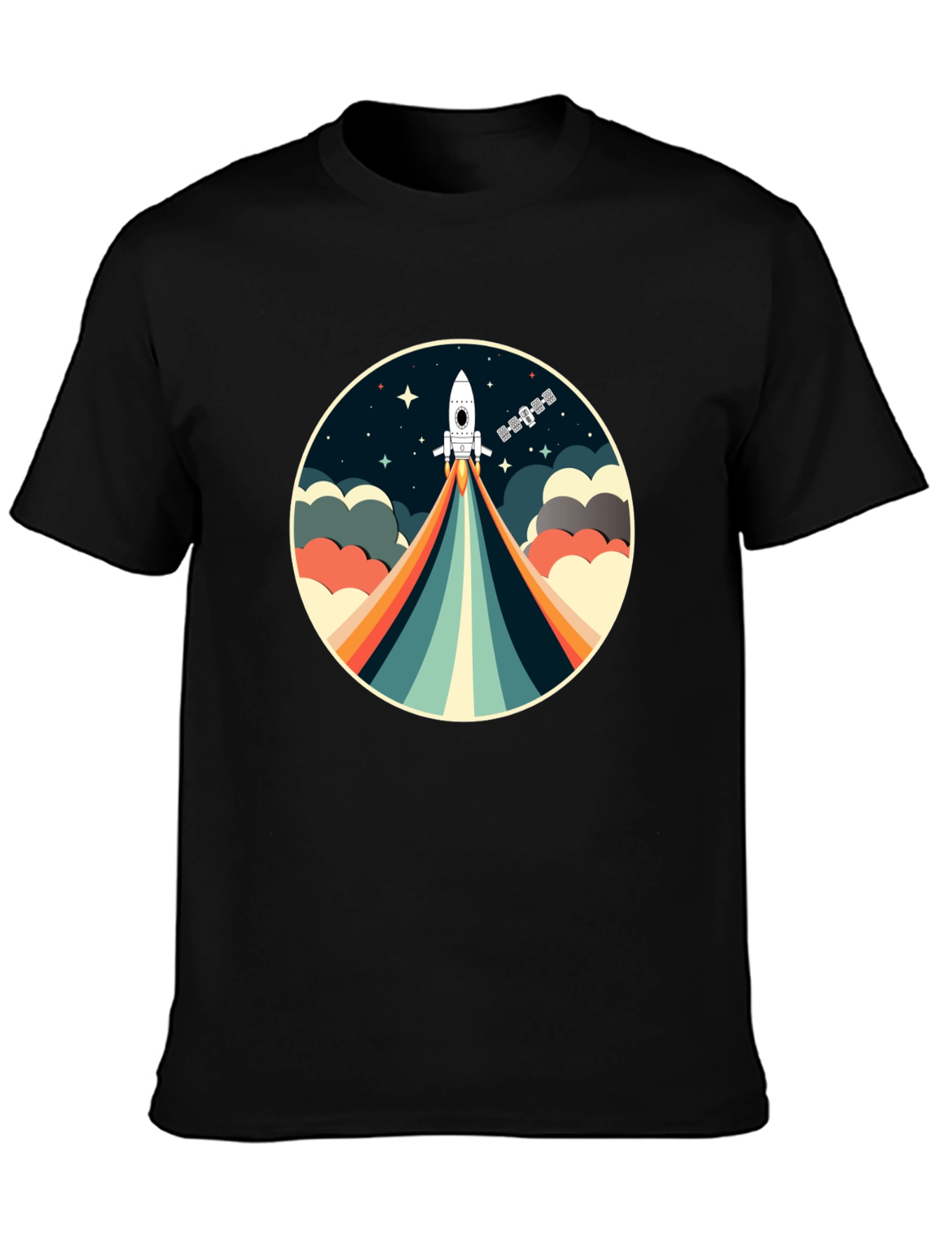 Black Retro Rocket T-Shirt - Space Adventure view 3