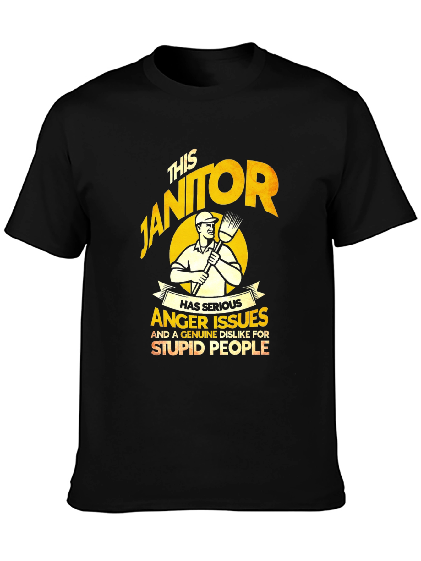 Black Janitor Anger Issues T-Shirt - Funny Novelty Gift view 3