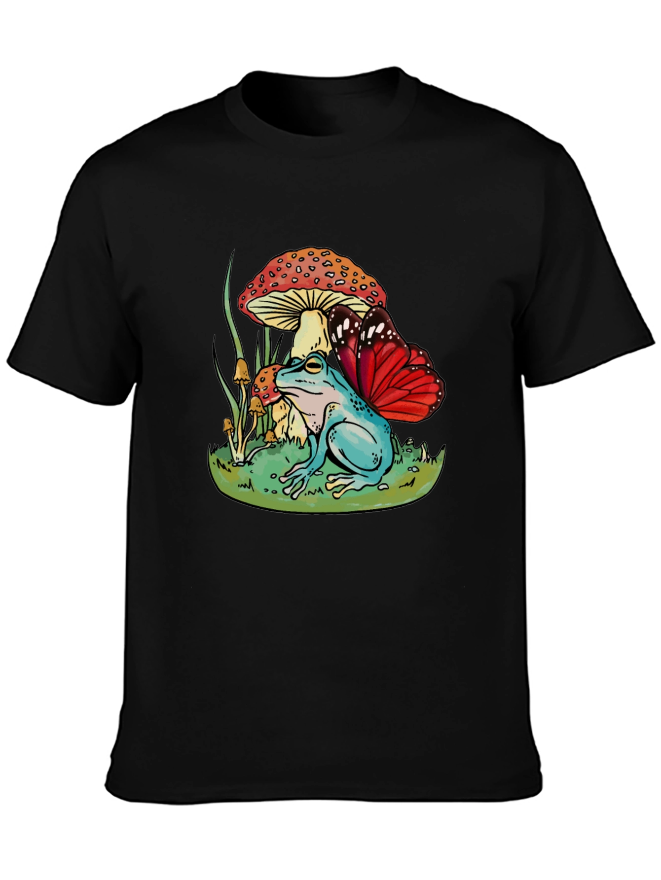 Black Frog & Mushroom Graphic Tee view 3