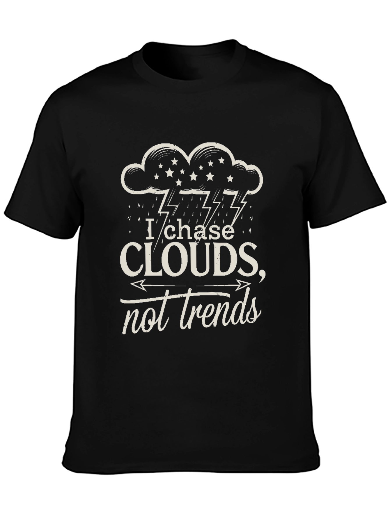 Black I Chase Clouds Tee - Unisex Black Graphic T-Shirt view 3