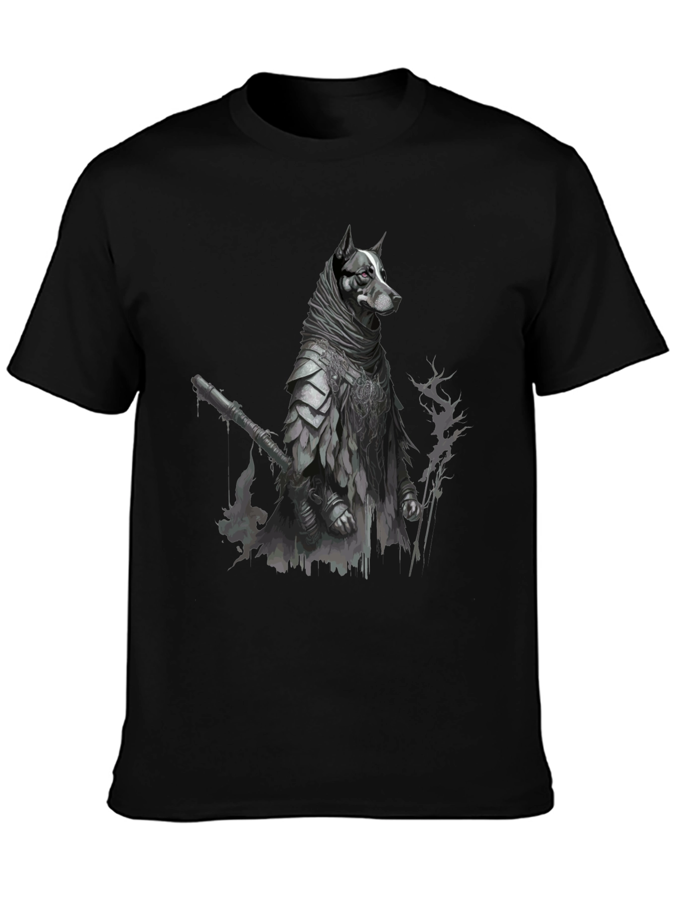 Black Dog Warrior Graphic Tee - Black Cotton Blend view 3