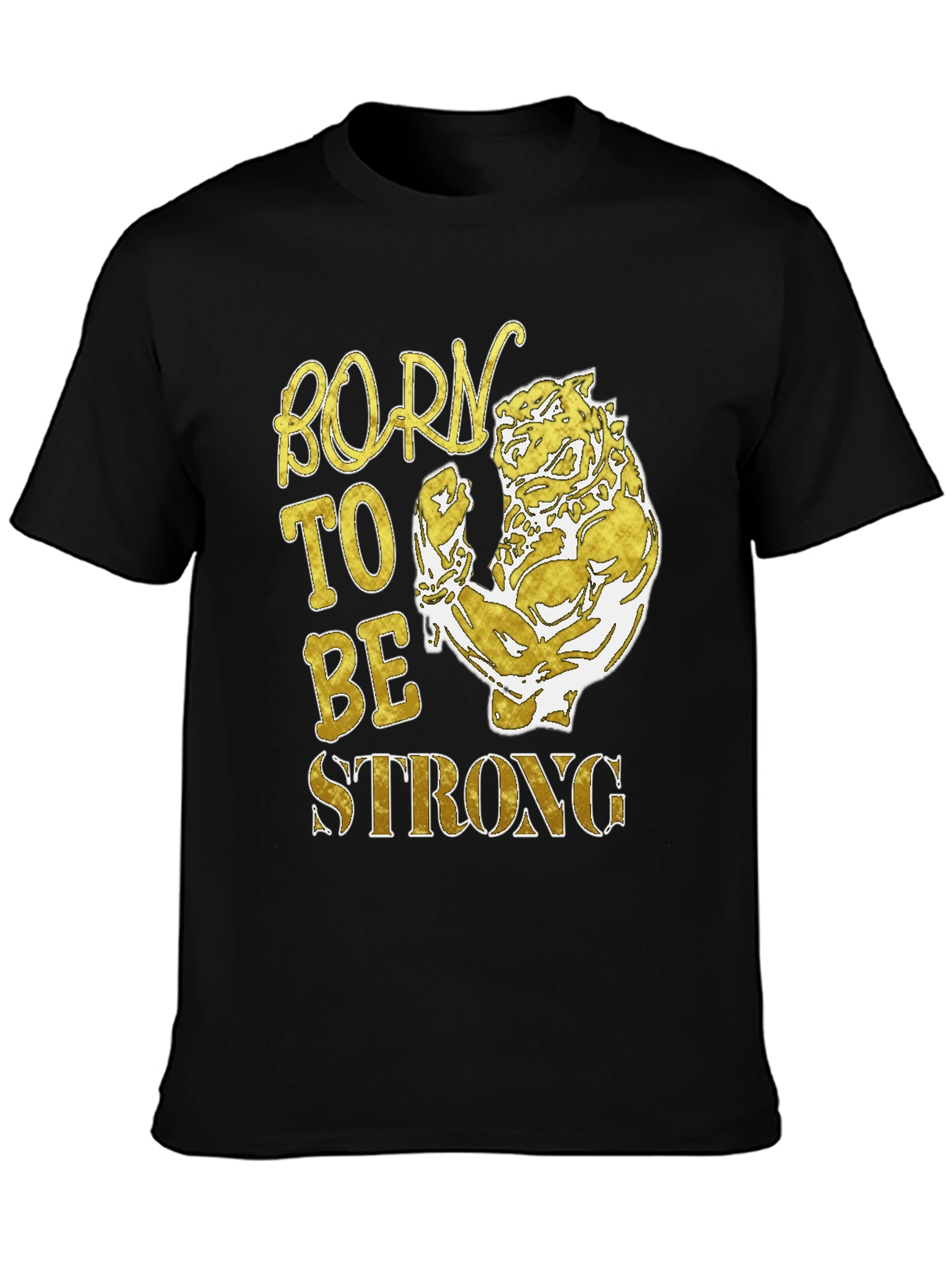 Black Born To Be Strong Men's T-Shirt view 3