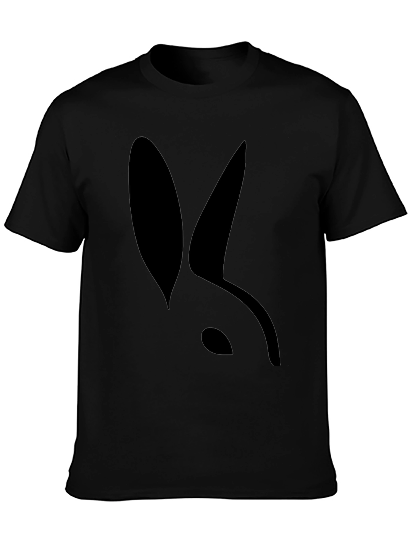 Black Modern Rabbit Silhouette Black T-Shirt view 3