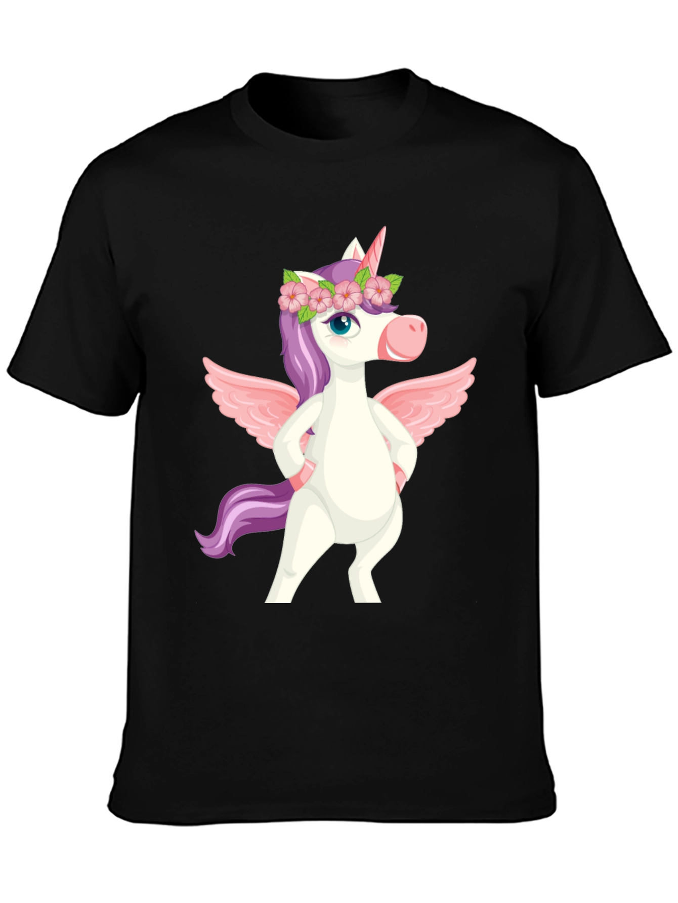 Black Unicorn Pegasus Graphic Tee - Men's Black T-Shirt view 3
