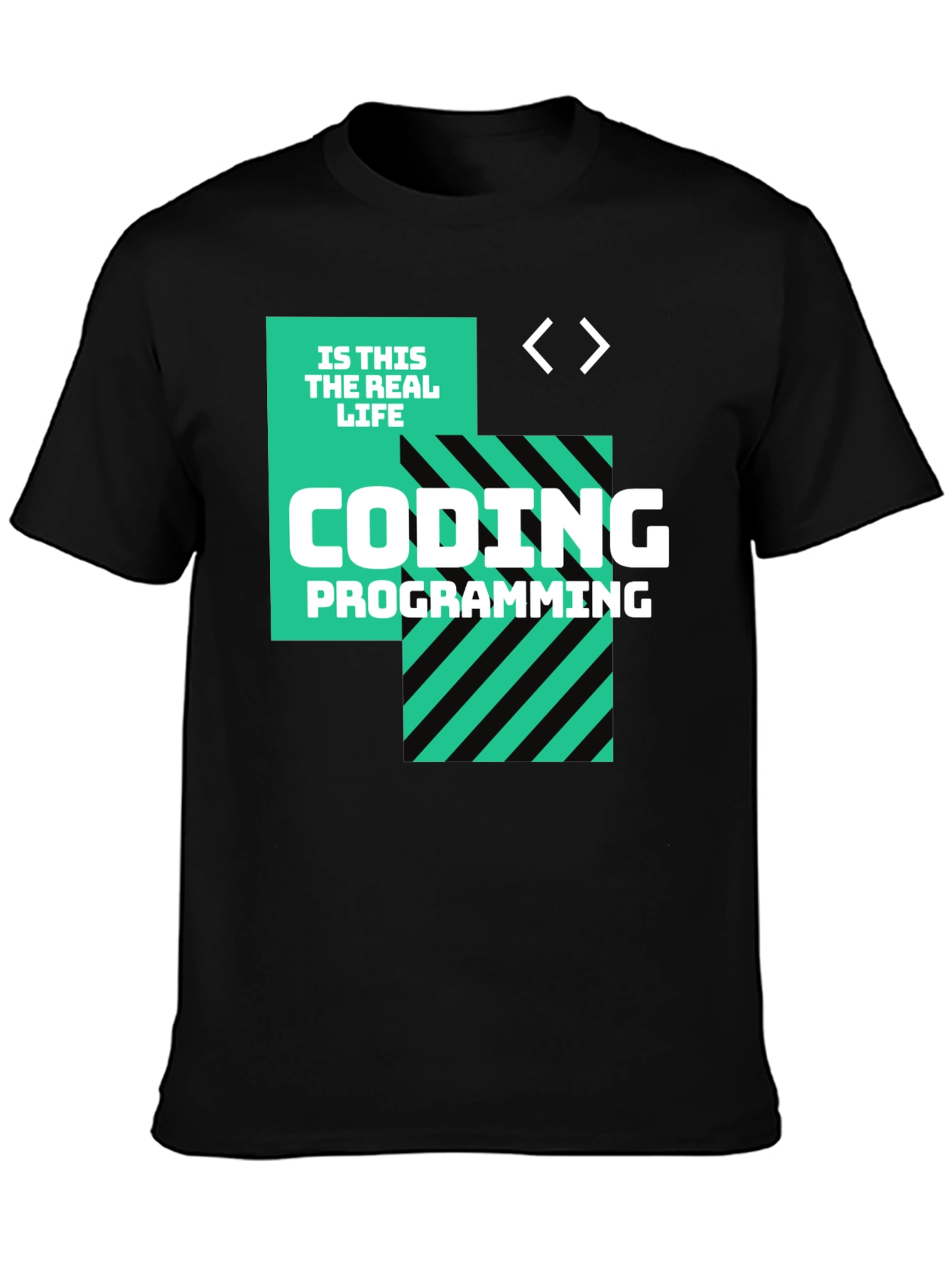 Black Coding is This the Real Life Black T-Shirt view 3