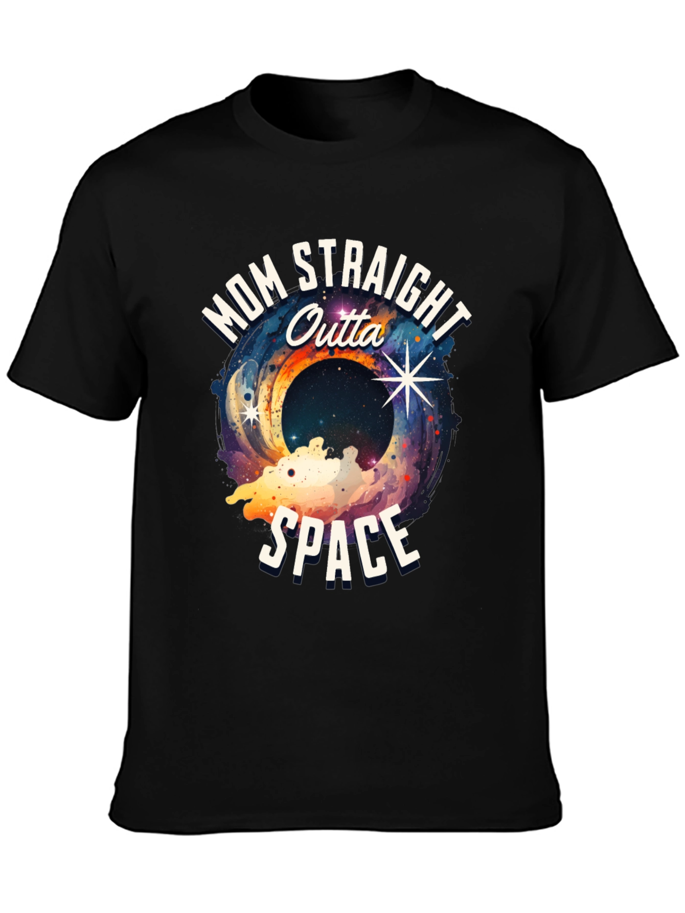 Black Mom Straight Outta Space Graphic T-Shirt view 3