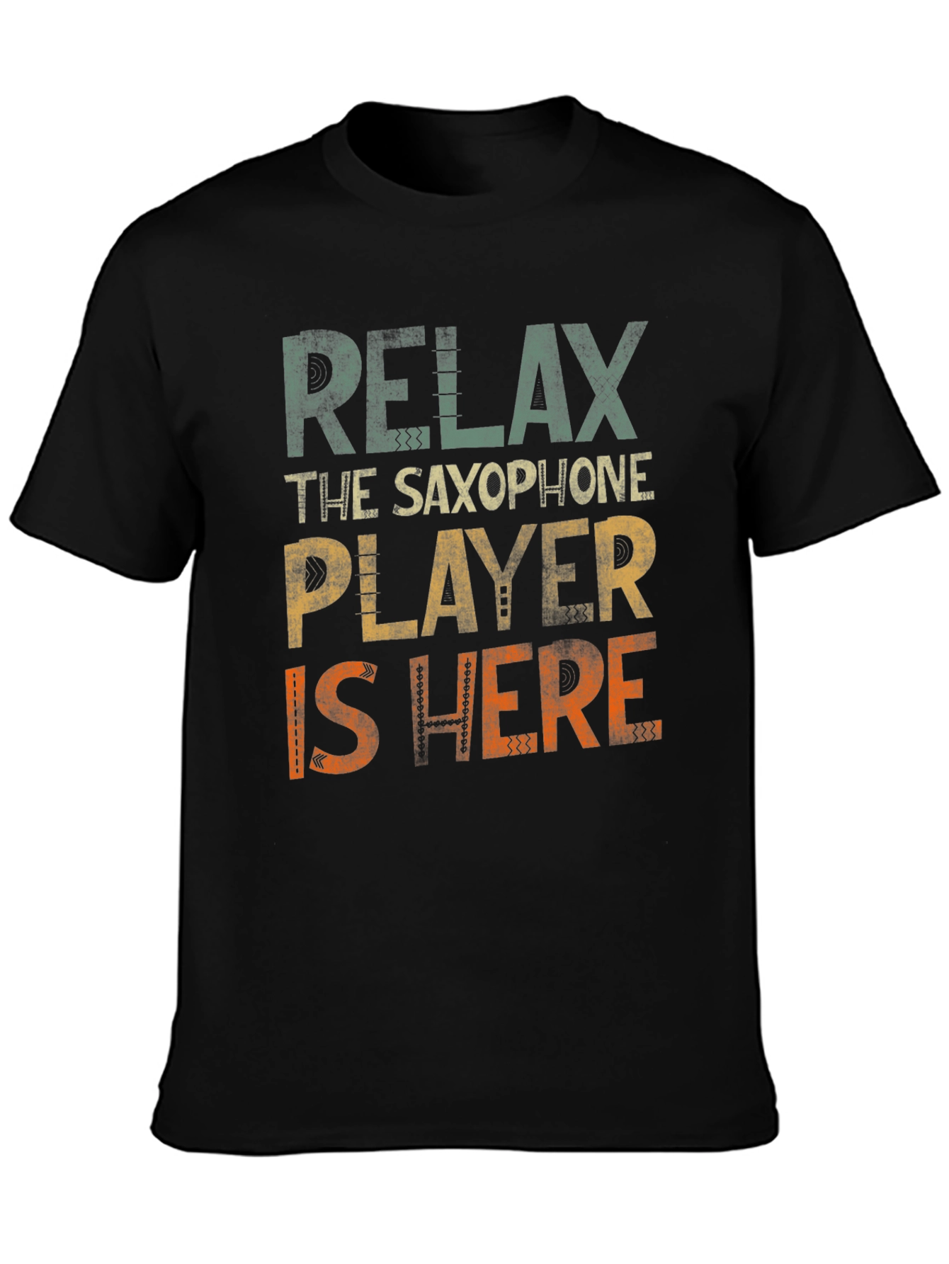 Black Relax Saxophone Player T-Shirt - Music Lover Tee view 3