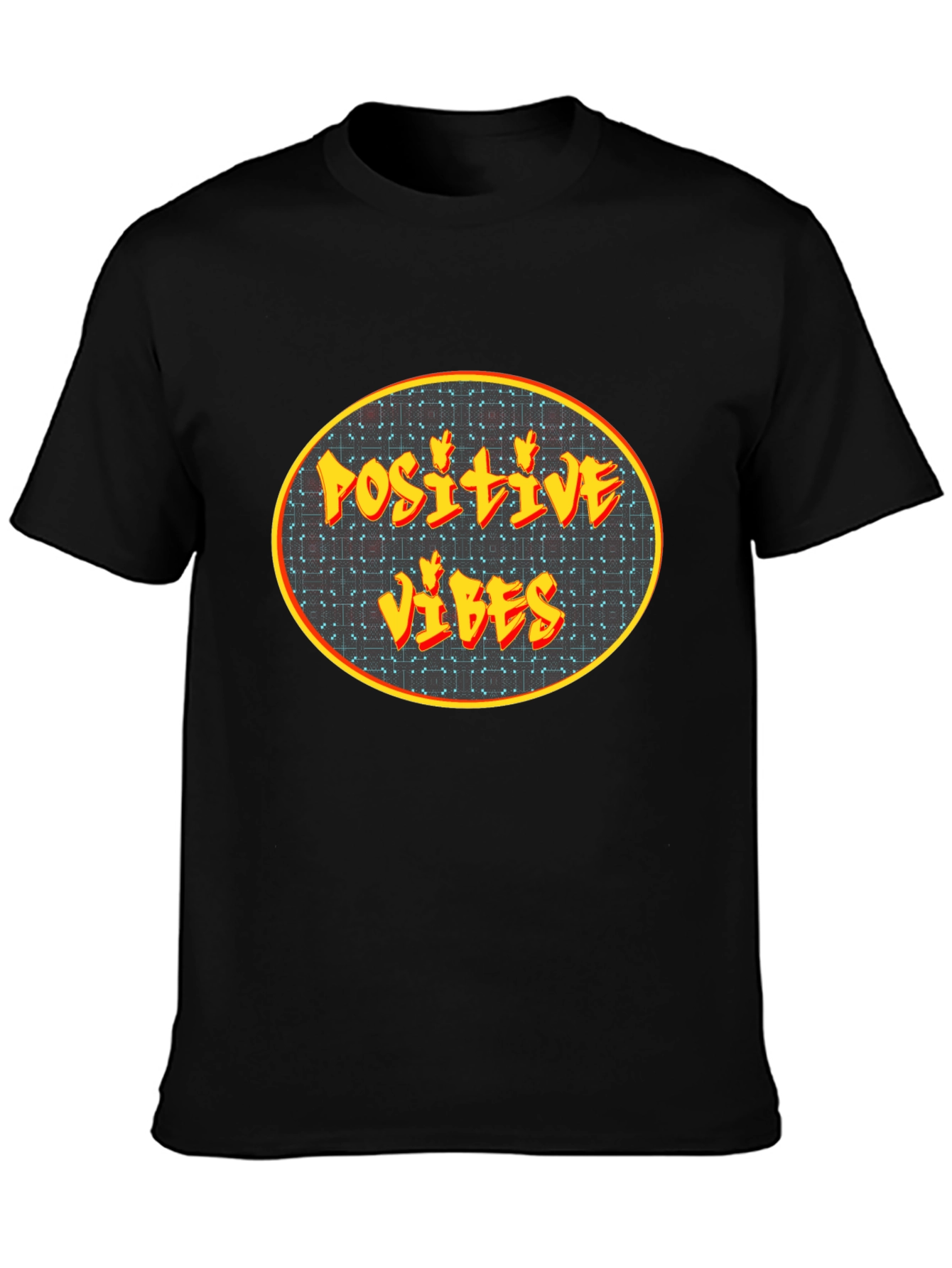 Black Positive Vibes Graphic Tee - Black Cotton Blend view 3