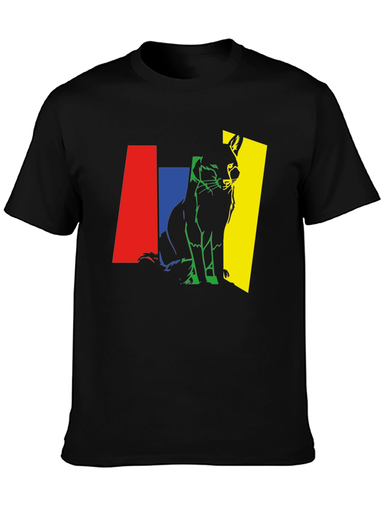 Black Abstract Fox Graphic Tee - Men's Black T-Shirt view 3