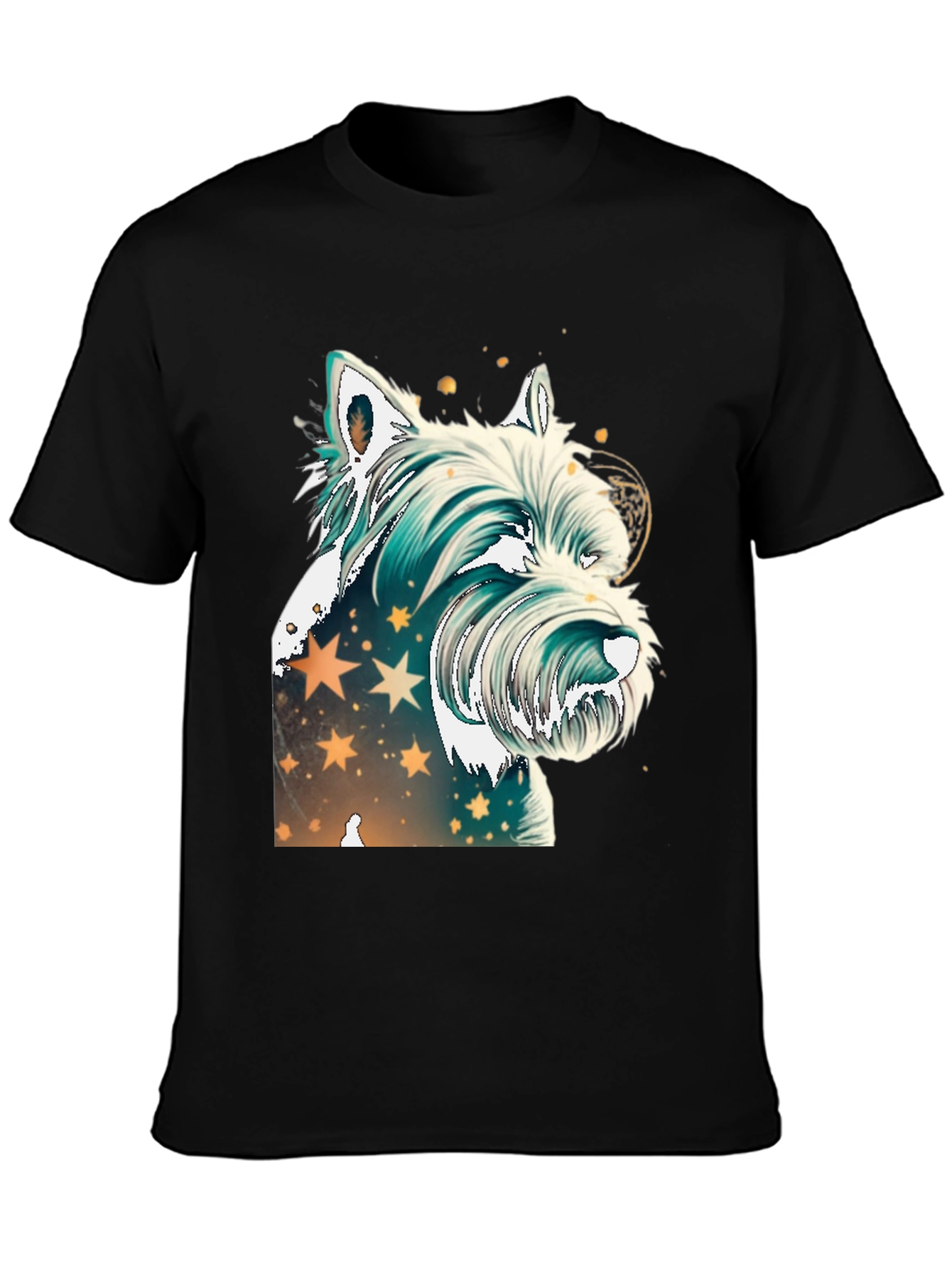 Black Westie Dog Graphic Tee - Starry Design view 3