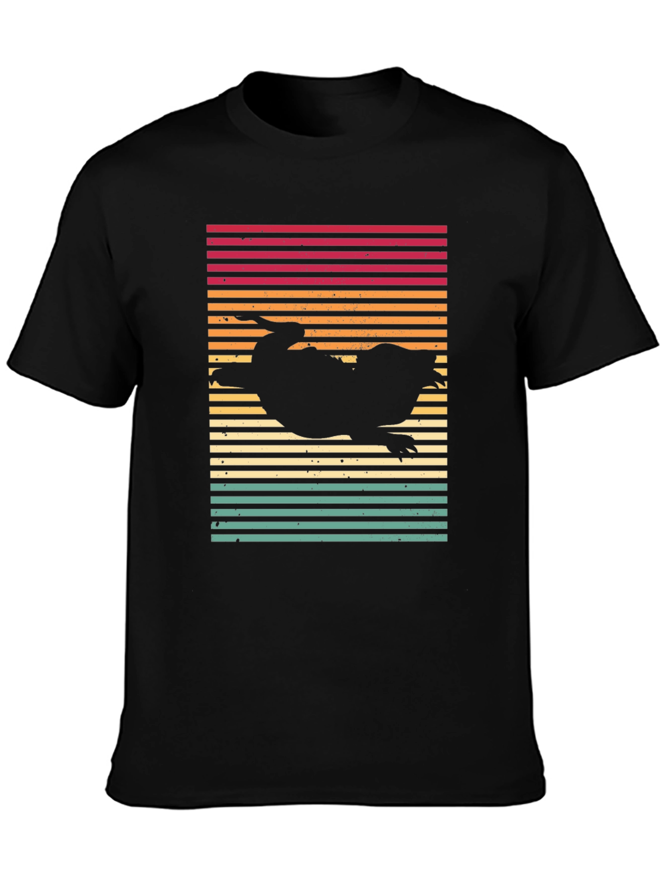 Black Retro Platypus T-Shirt - Sunset Style view 3