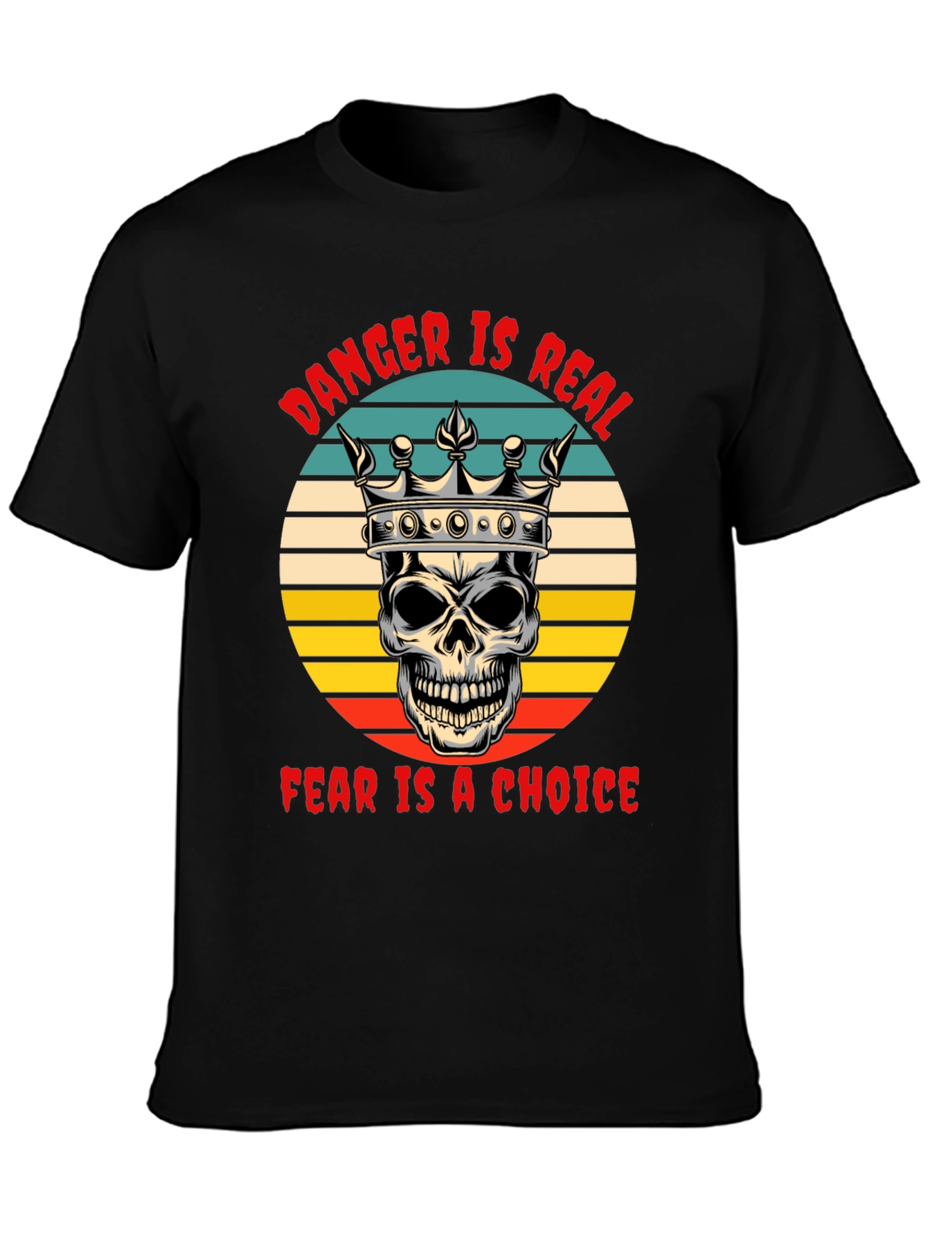 Black Danger Is Real Skull Graphic Tee view 3