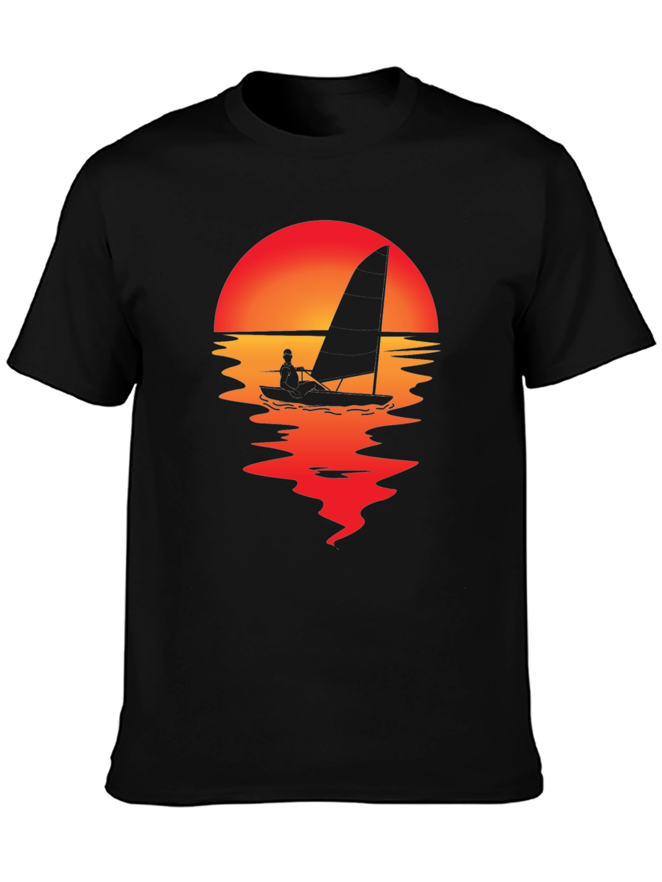 Black Sunset Sailboat Graphic Tee view 3