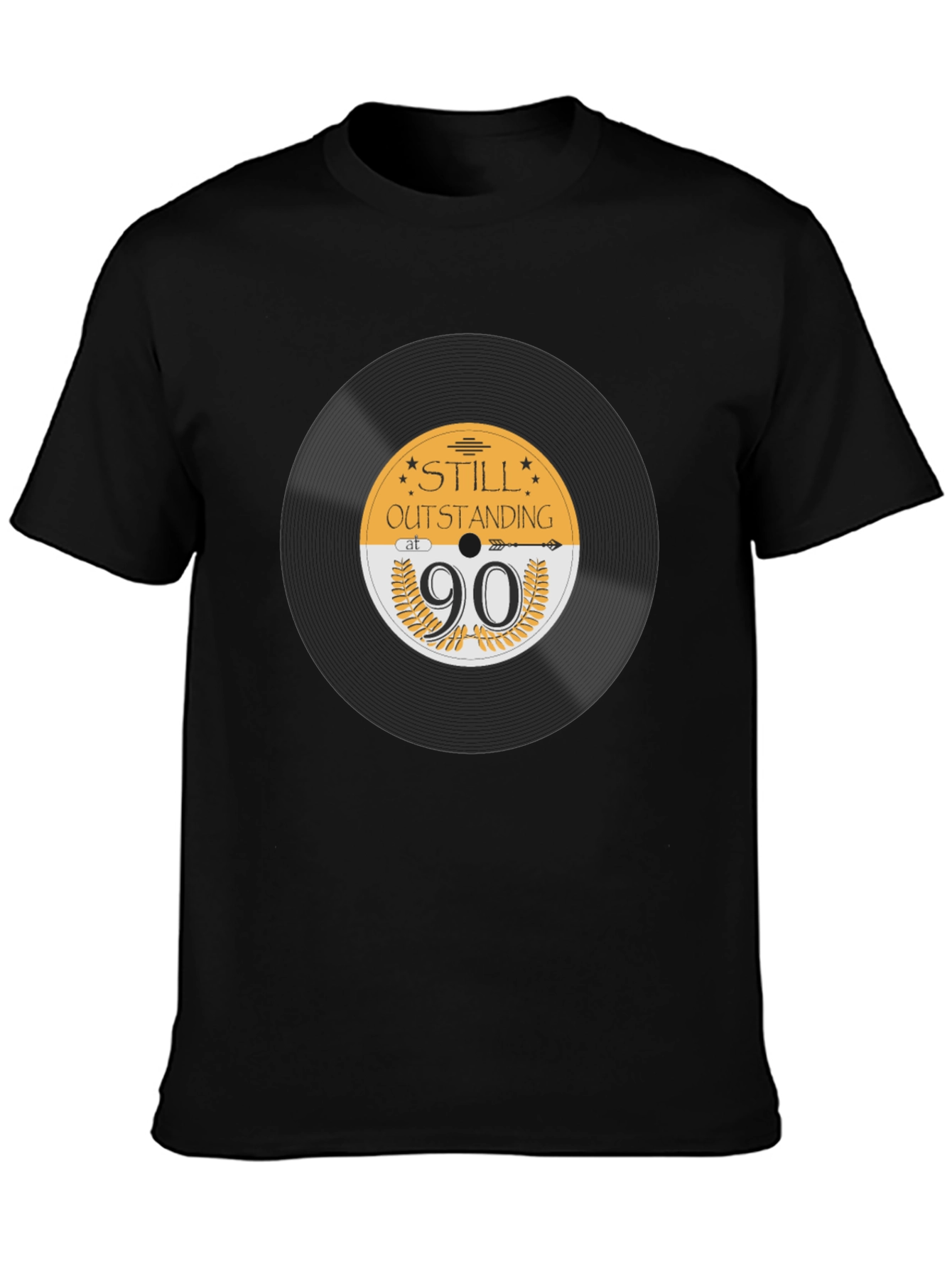 Black Still Outstanding at 90 Vinyl Record T-Shirt view 3