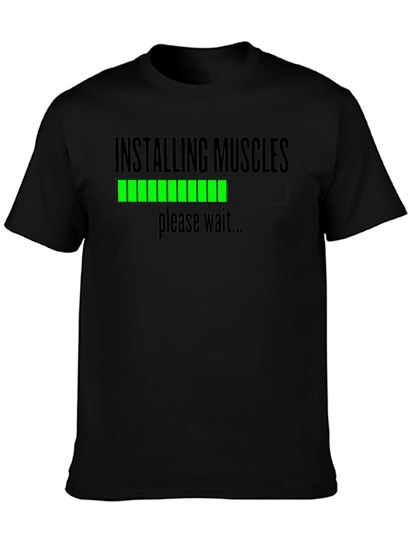 Black Installing Muscles Funny Workout T-Shirt view 3