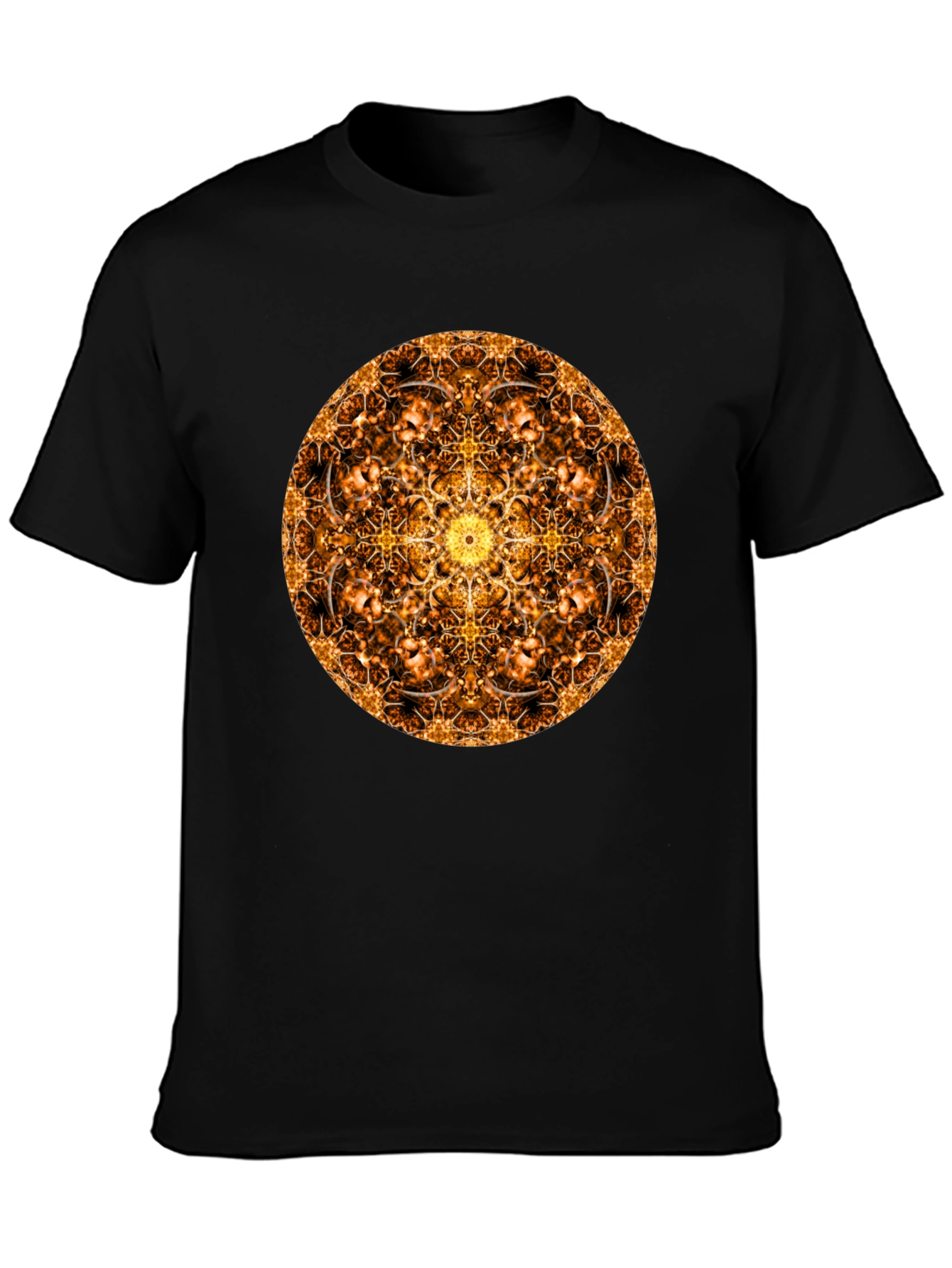 Black Golden Mandala T-Shirt: Sacred Geometry Design view 3