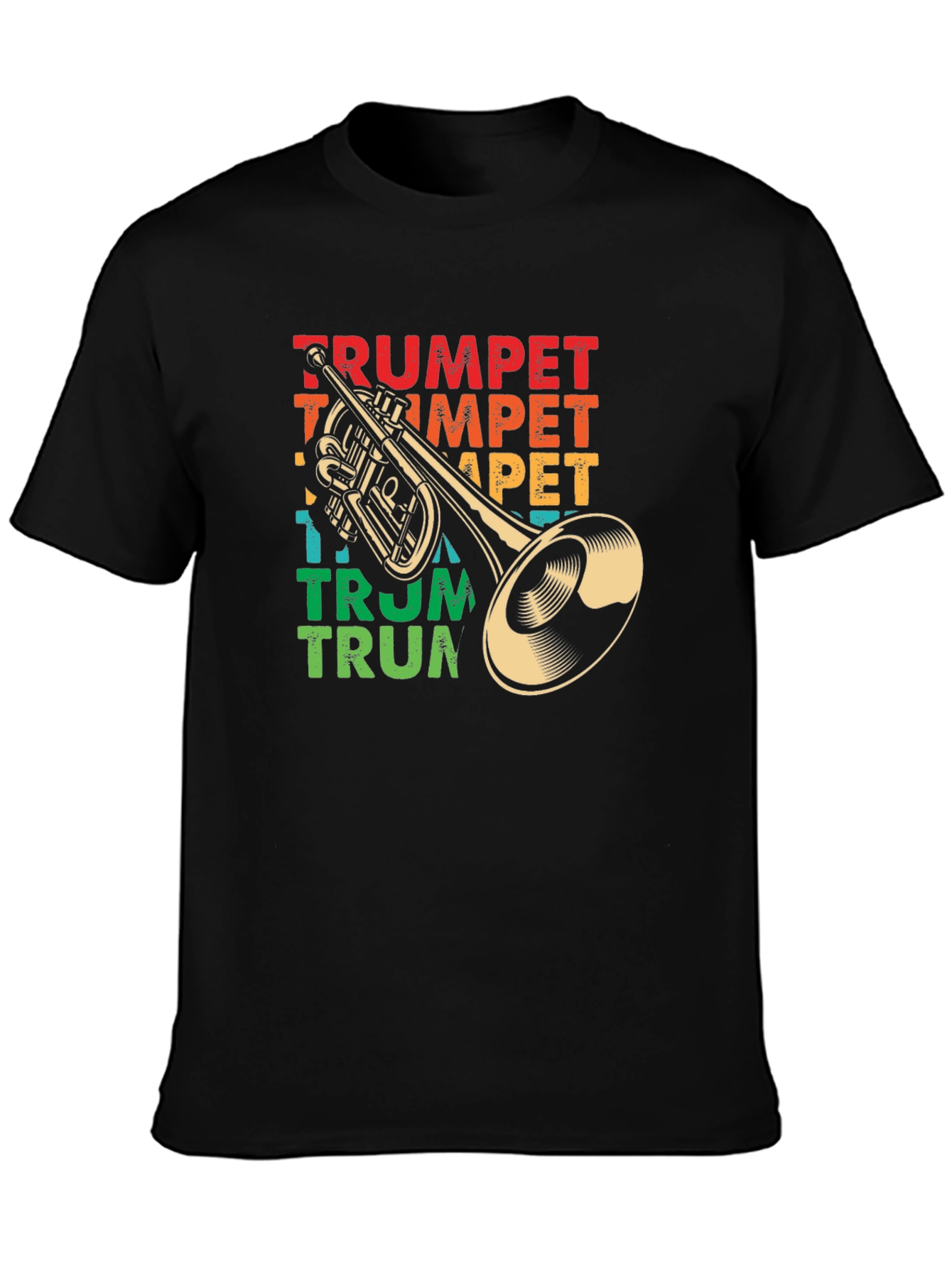 Black Retro Trumpet Graphic T-Shirt - Music Lover Tee view 3