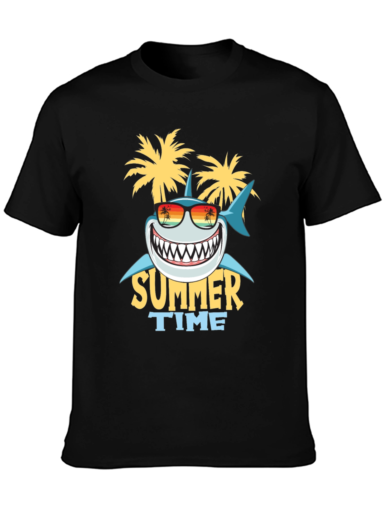 Black Summer Time Shark Graphic Tee view 3
