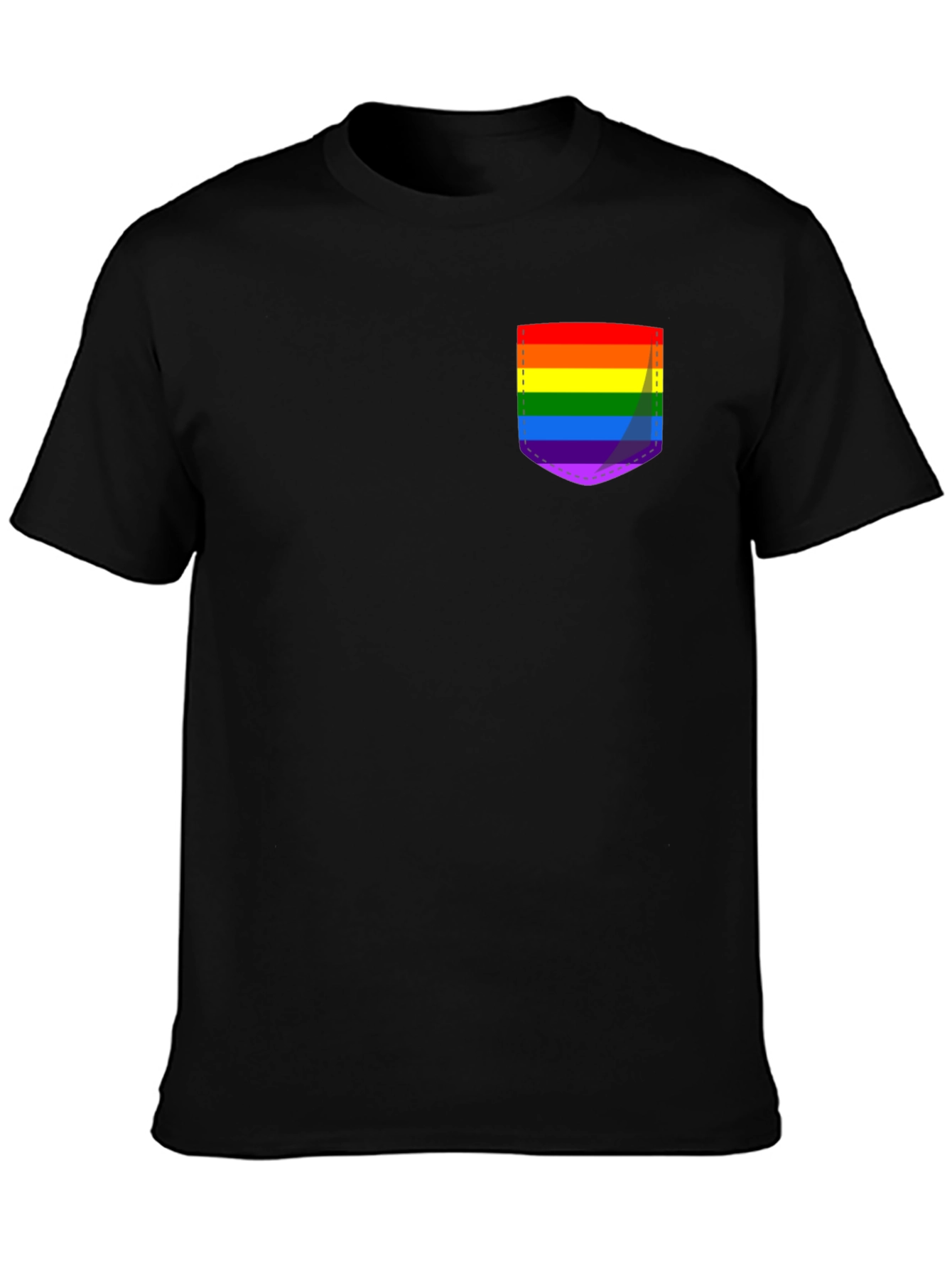 Black Pride Pocket Tee - Black Crew Neck Casual T-Shirt view 3