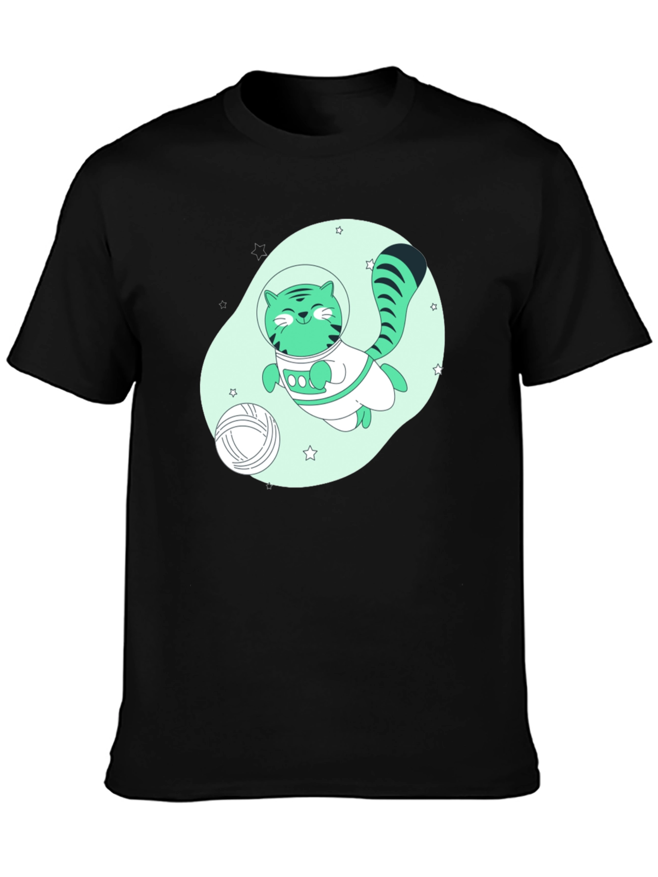 Black Astronaut Cat Graphic T-Shirt - Black view 3