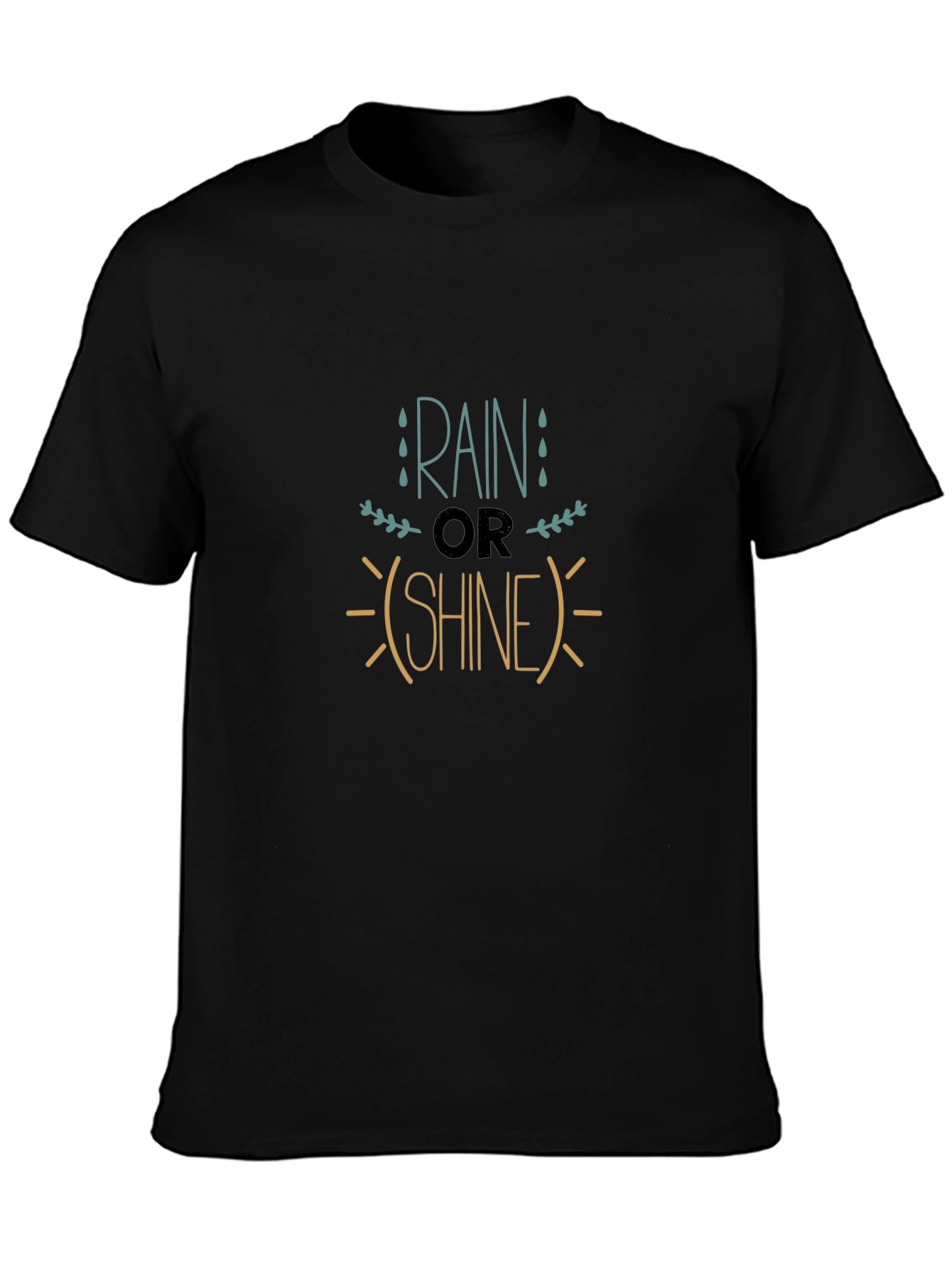 Black Rain or Shine Graphic Tee - Black Cotton T-Shirt view 3
