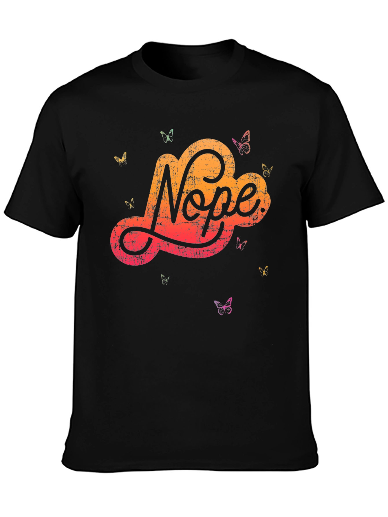 Black Nope Butterfly Graphic Tee - Soft Cotton Blend view 3