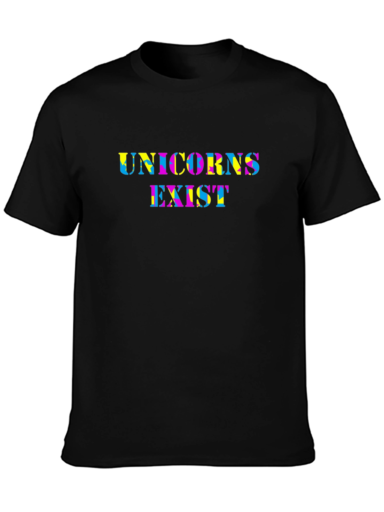Black Unicorns Exist Black Crew Neck T-Shirt view 3