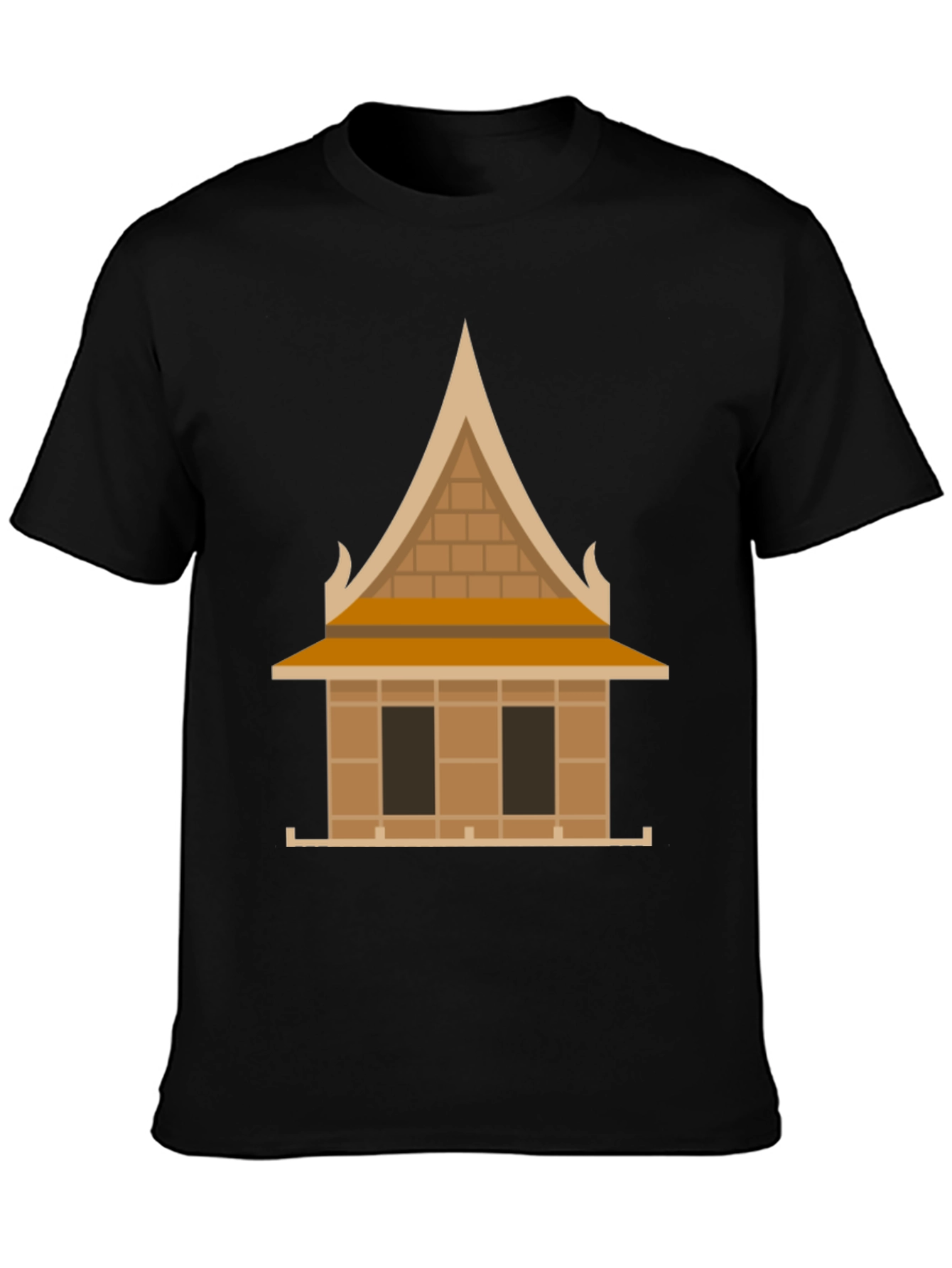 Black Architectural Style Graphic Tee - Black Unisex view 3
