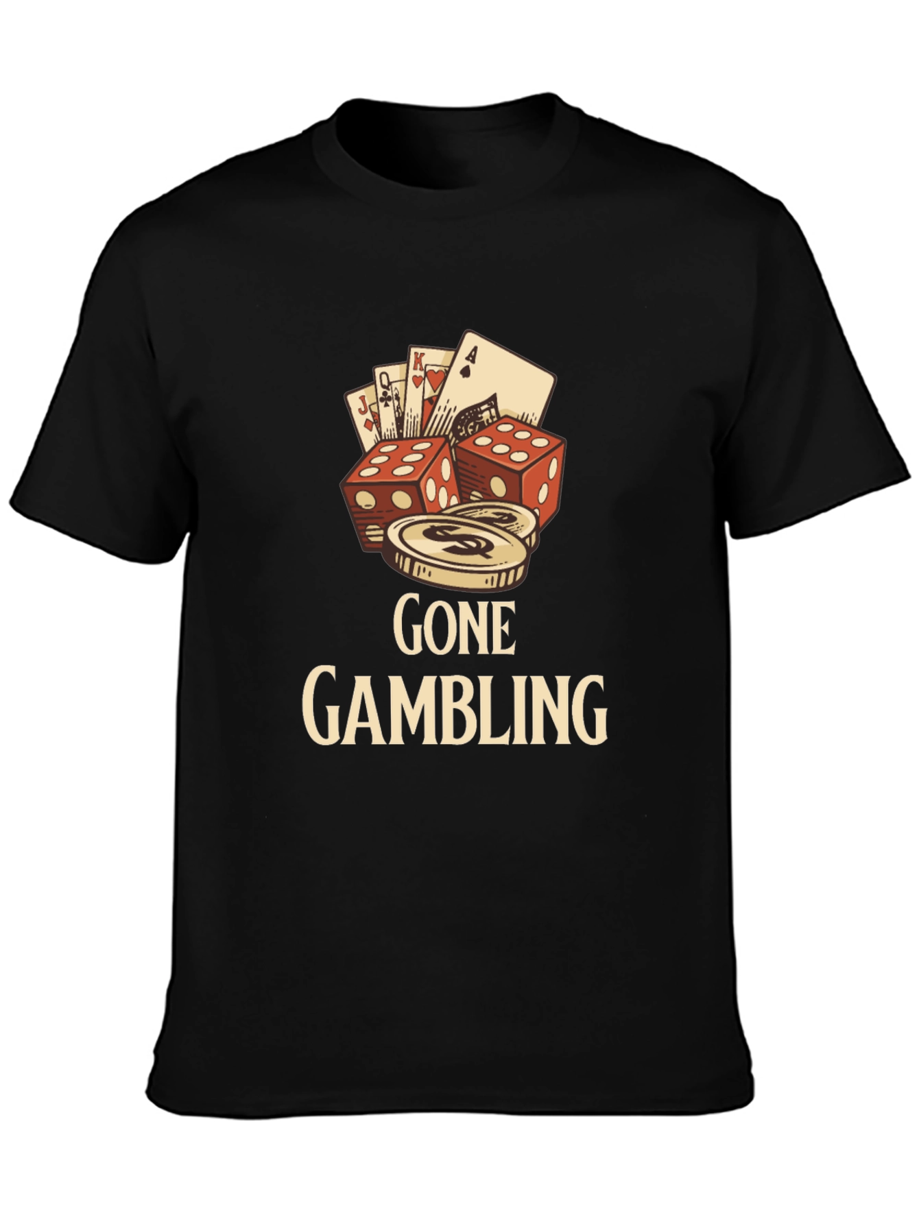 Black Gone Gambling Graphic Tee - Black view 3