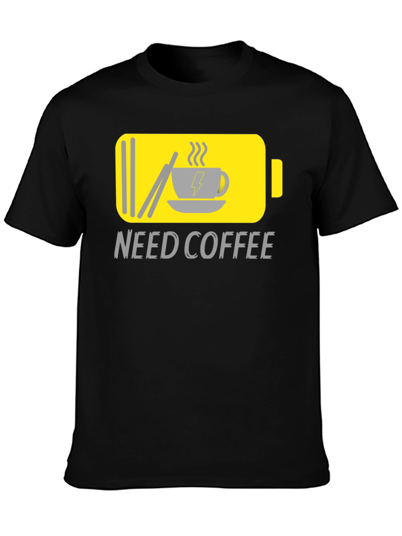 Black Need Coffee Graphic Tee - Low Battery Mode view 3