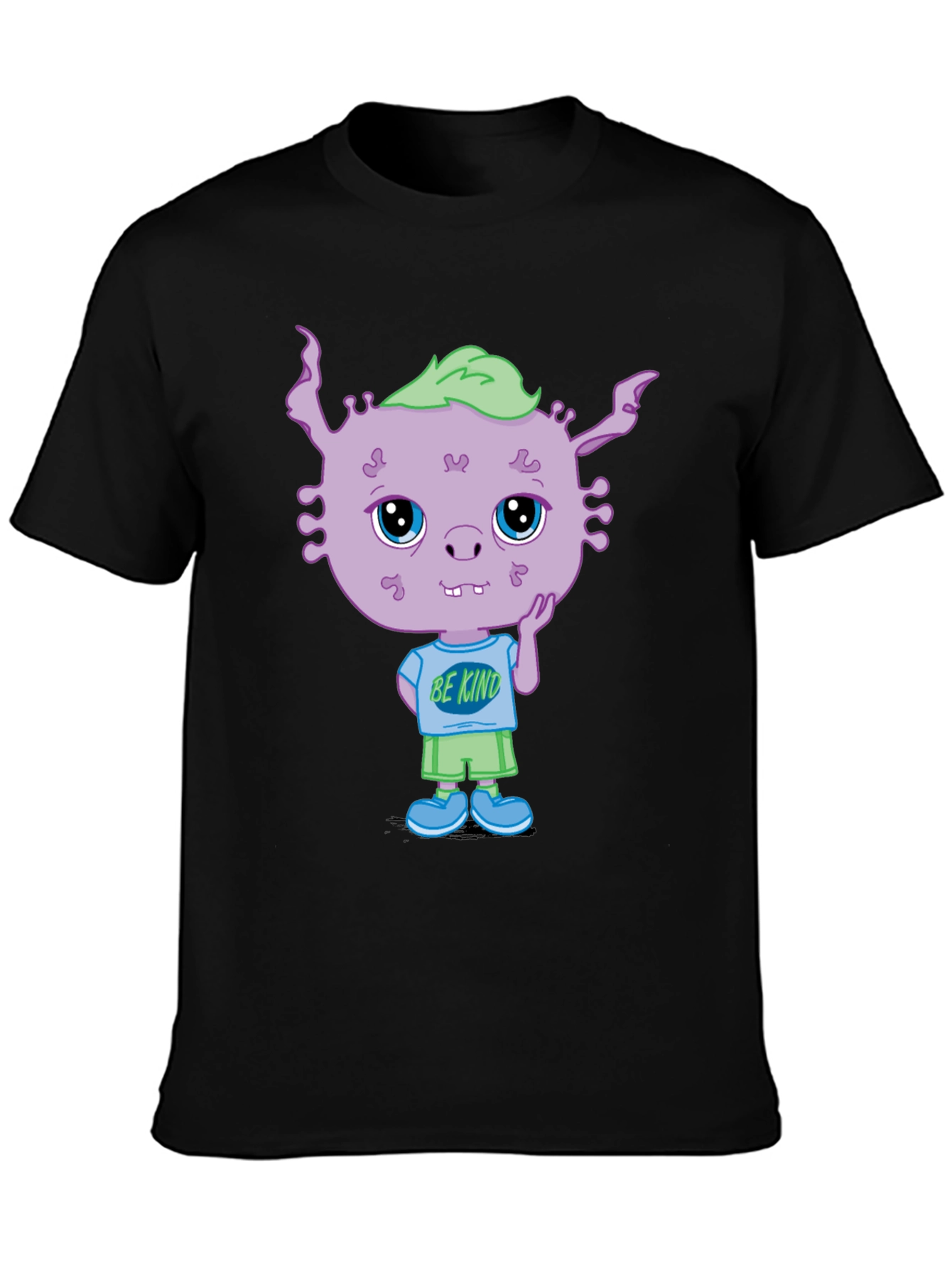 Black Be Kind Cartoon Graphic Tee view 3