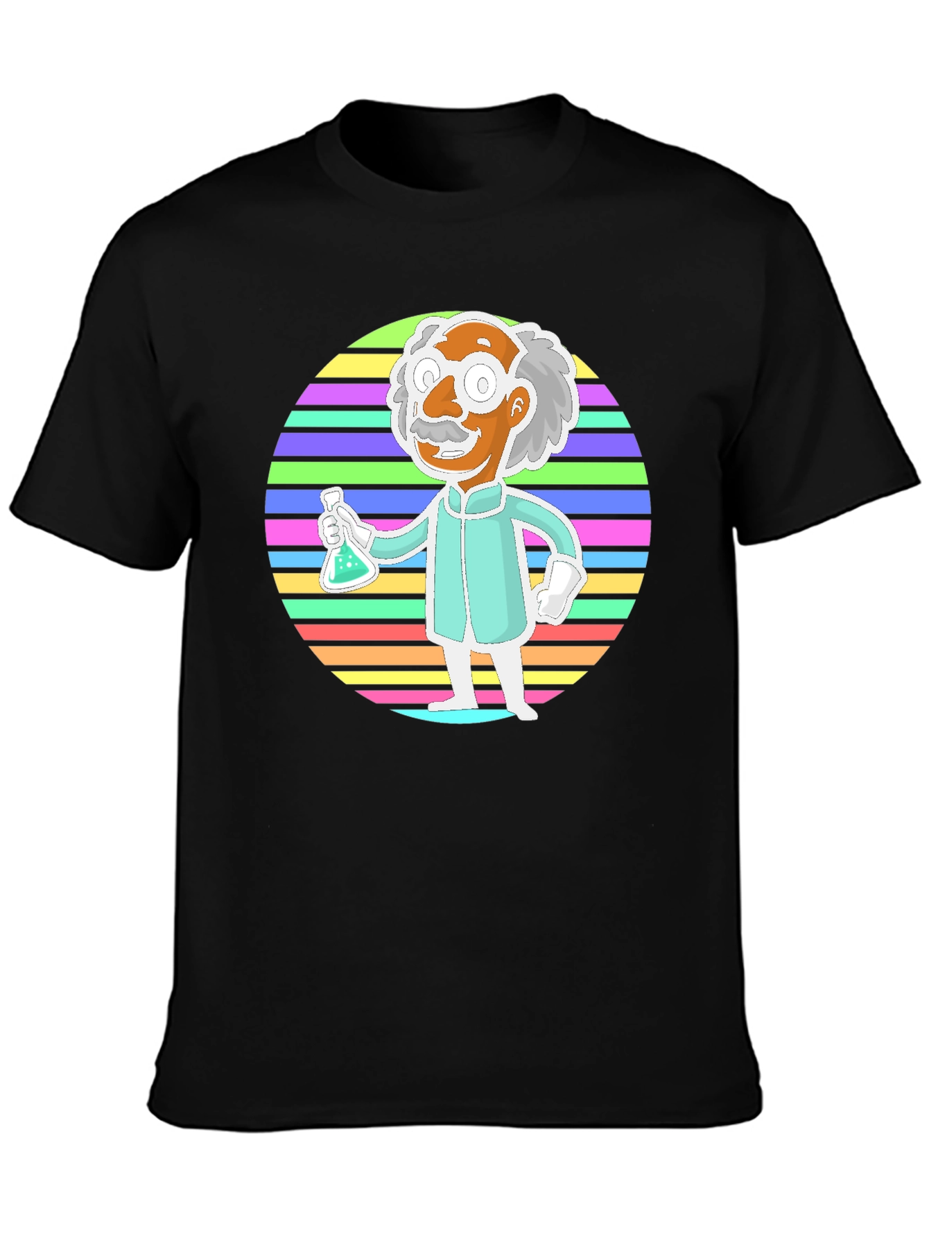Black Cartoon Scientist T-Shirt - Retro Science Tee view 3