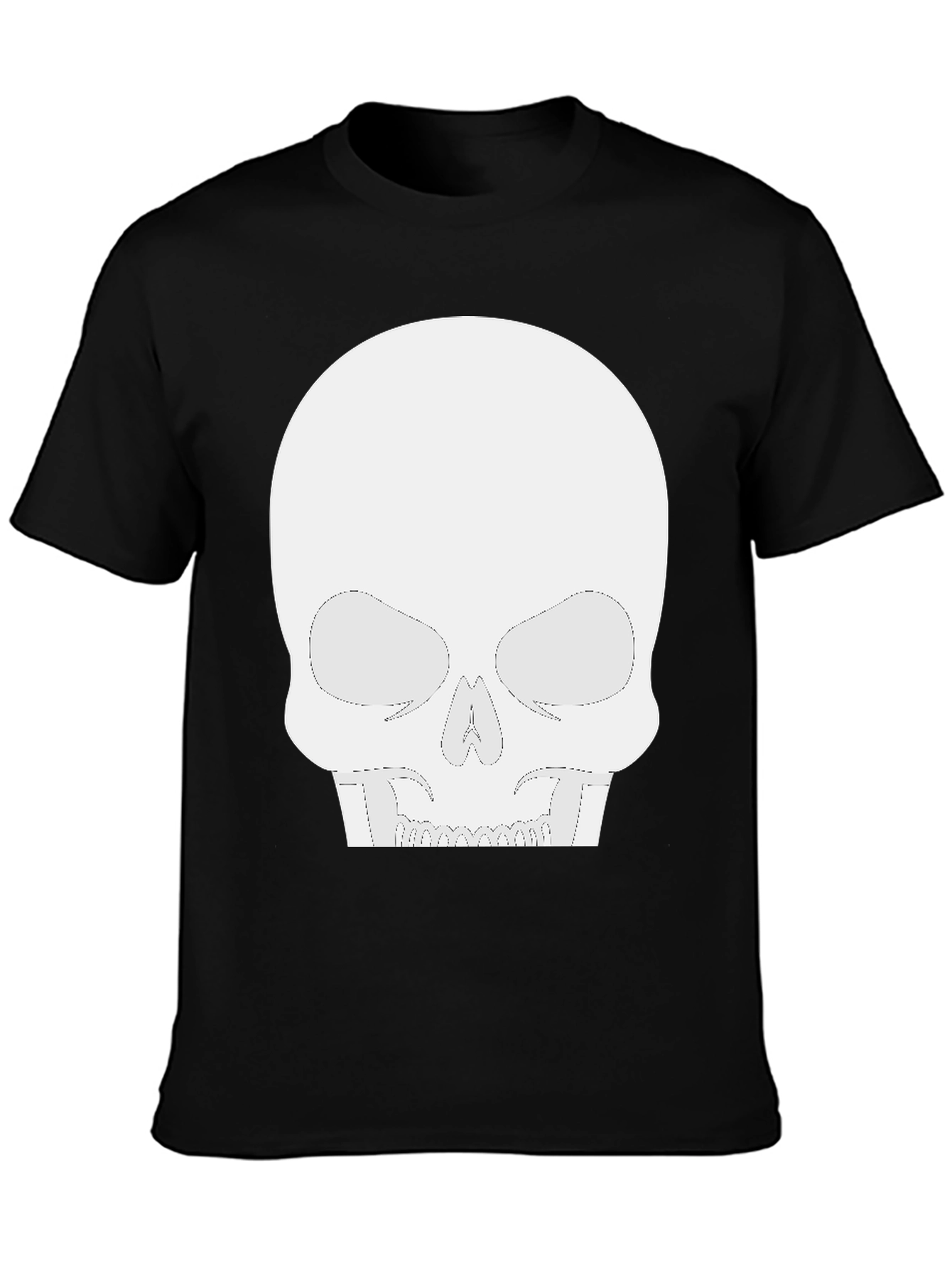 Black Skull Graphic Tee - Black Crew Neck T-Shirt view 3