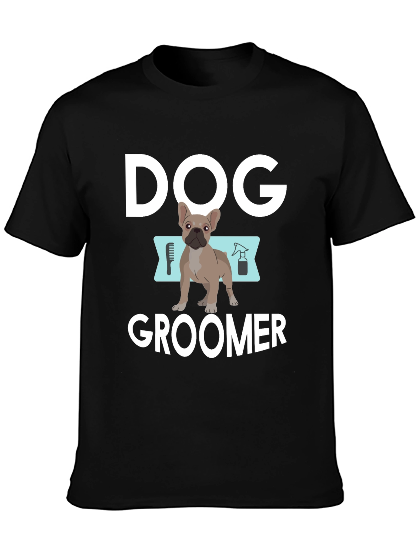 Black Dog Groomer T-Shirt - French Bulldog Design view 3