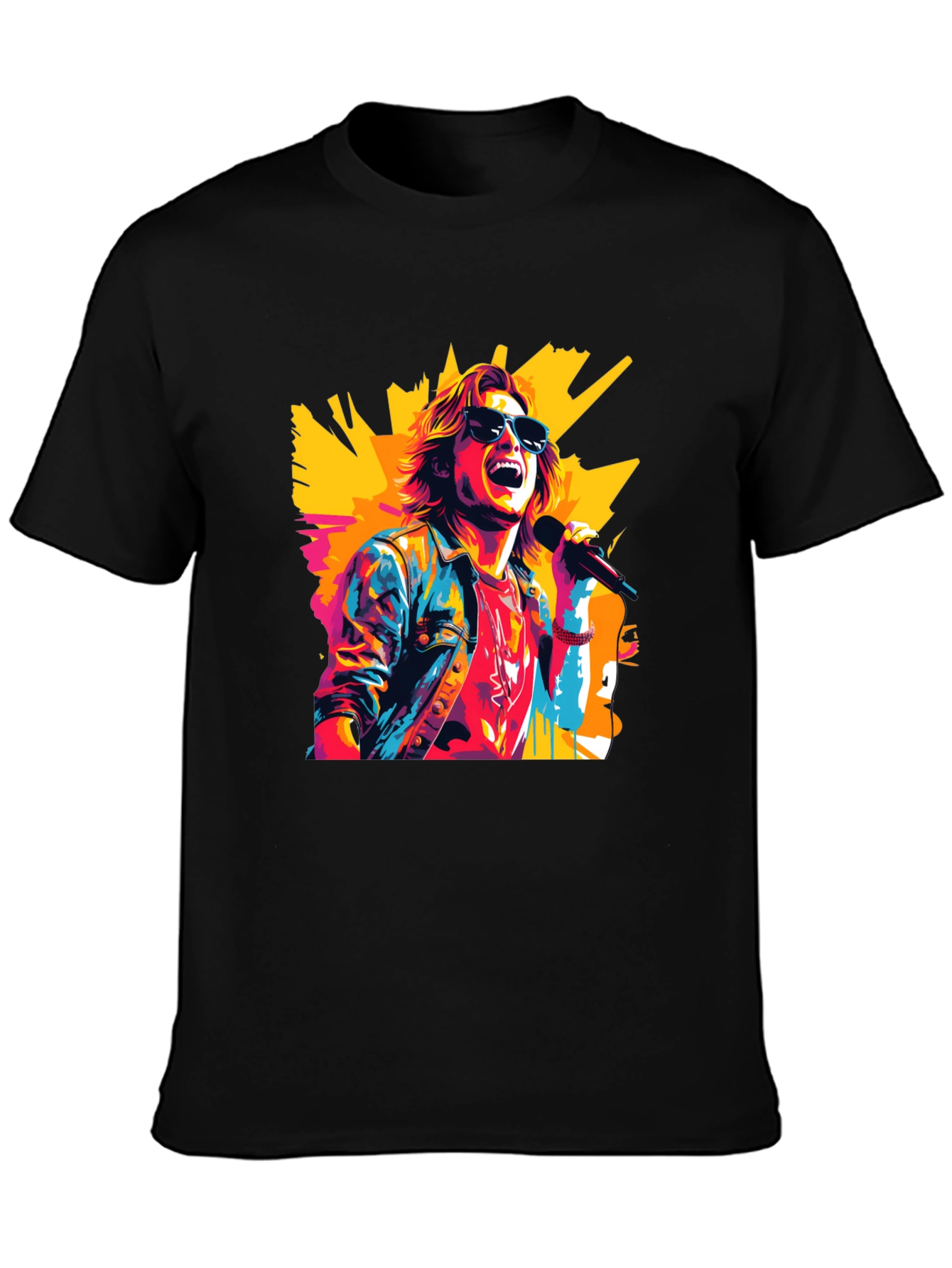 Black Retro Rocker Graphic Tee - Cool Pop Art Design view 3