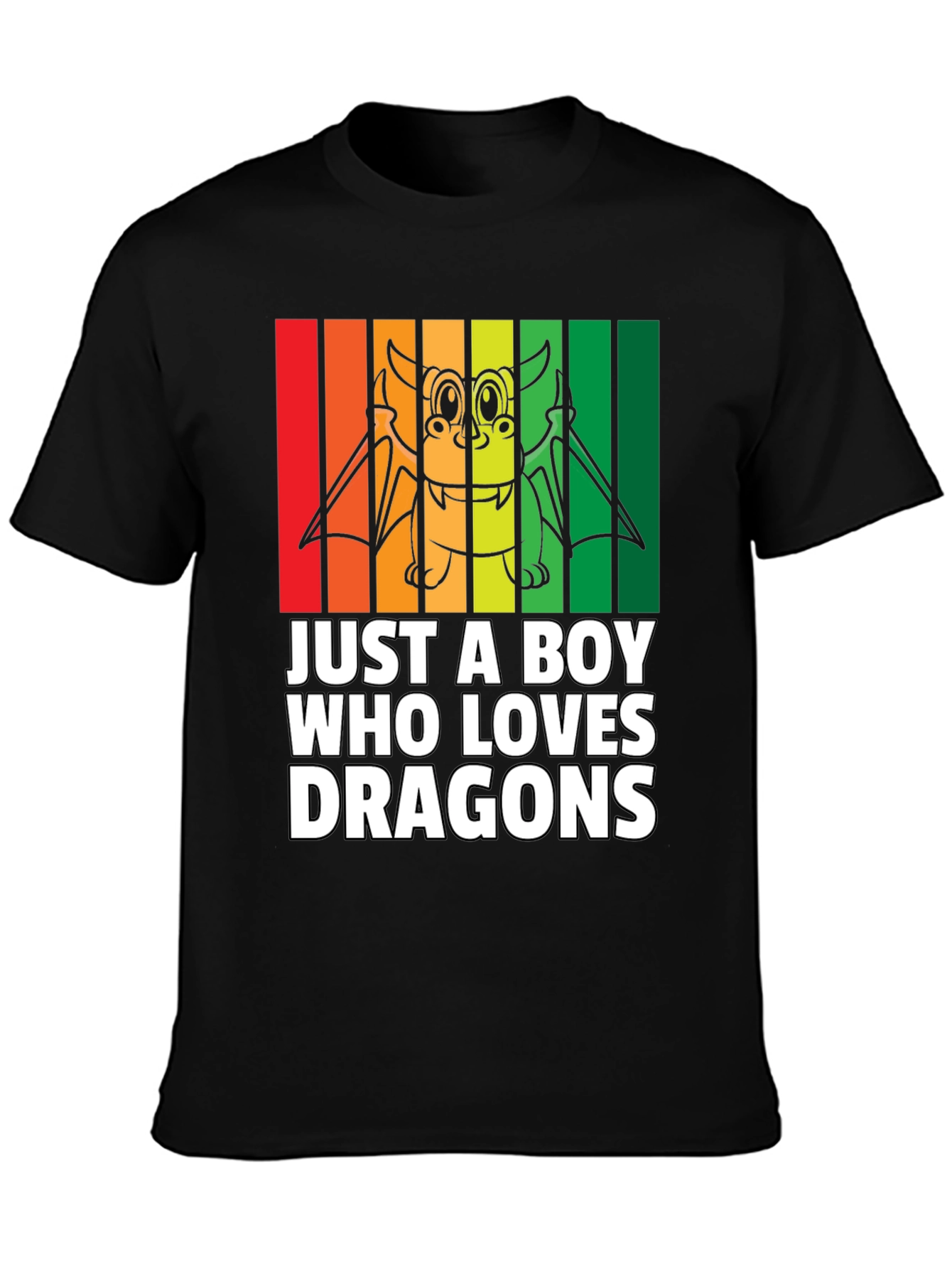 Black Just A Boy Who Loves Dragons T-Shirt view 3