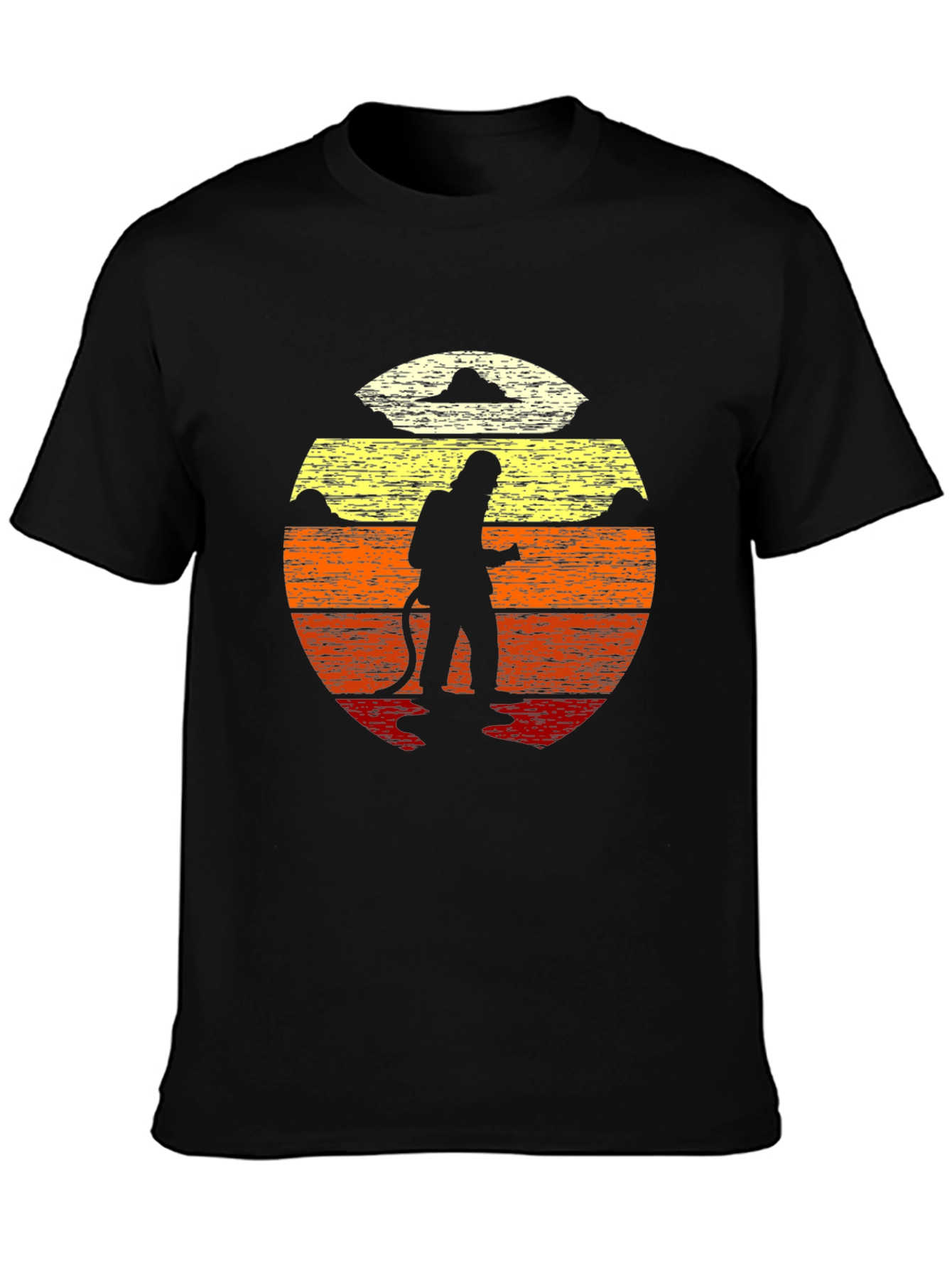 Black Firefighter Sunset Graphic Tee view 3